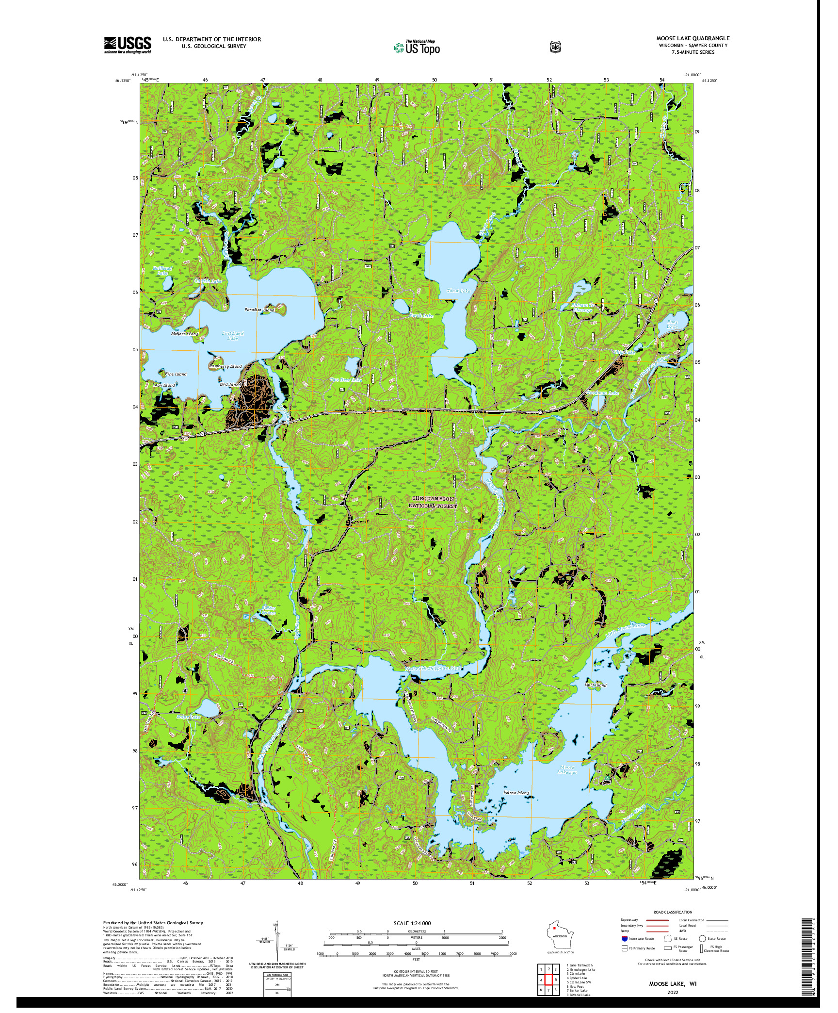 US TOPO 7.5-MINUTE MAP FOR MOOSE LAKE, WI