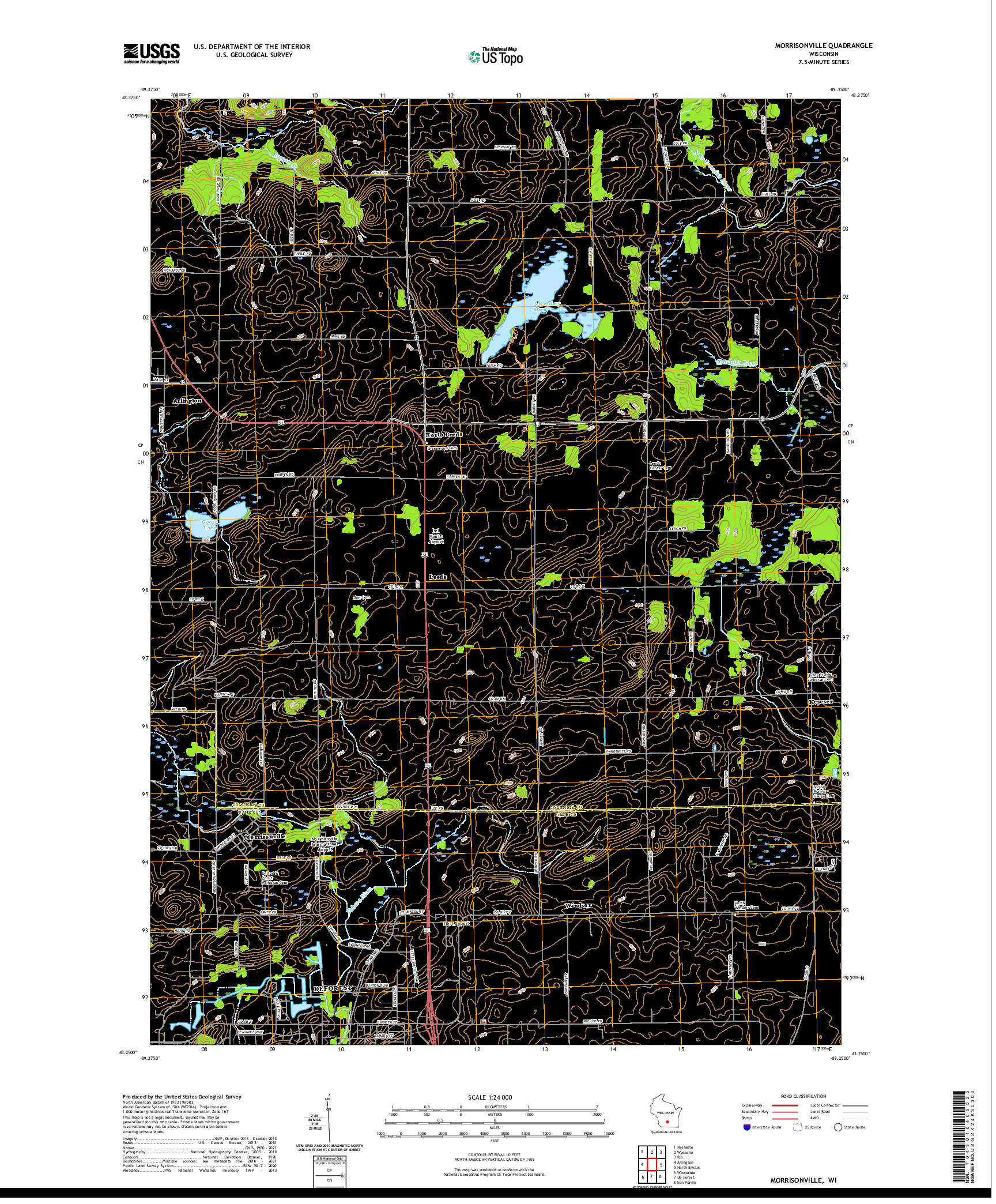 US TOPO 7.5-MINUTE MAP FOR MORRISONVILLE, WI