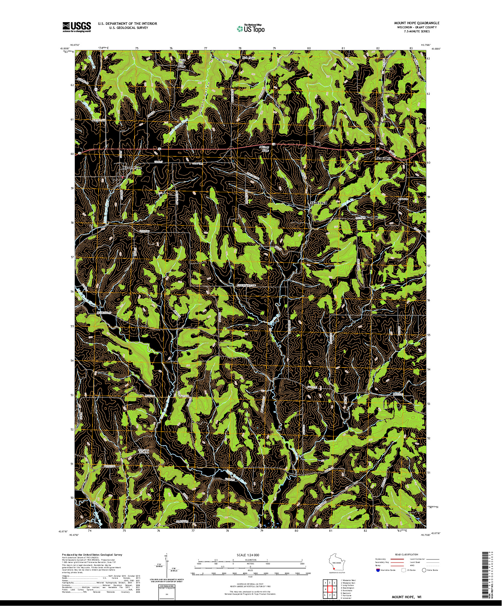 US TOPO 7.5-MINUTE MAP FOR MOUNT HOPE, WI