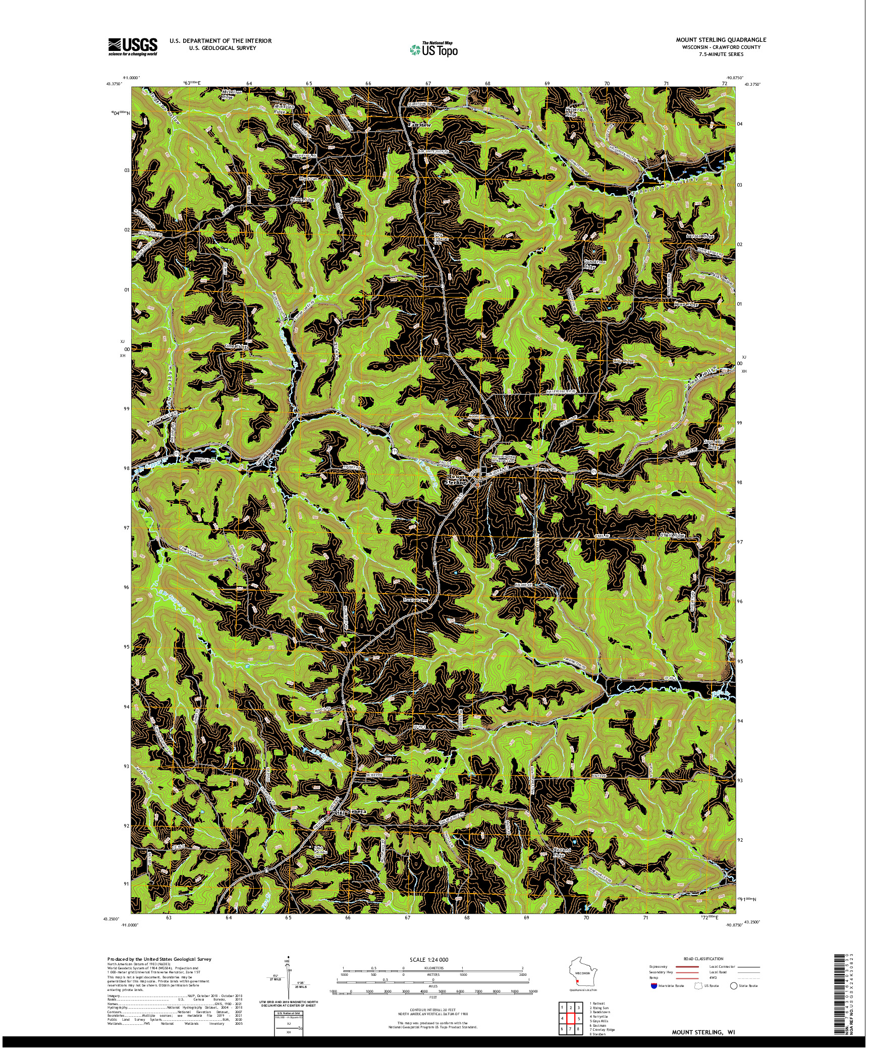 US TOPO 7.5-MINUTE MAP FOR MOUNT STERLING, WI