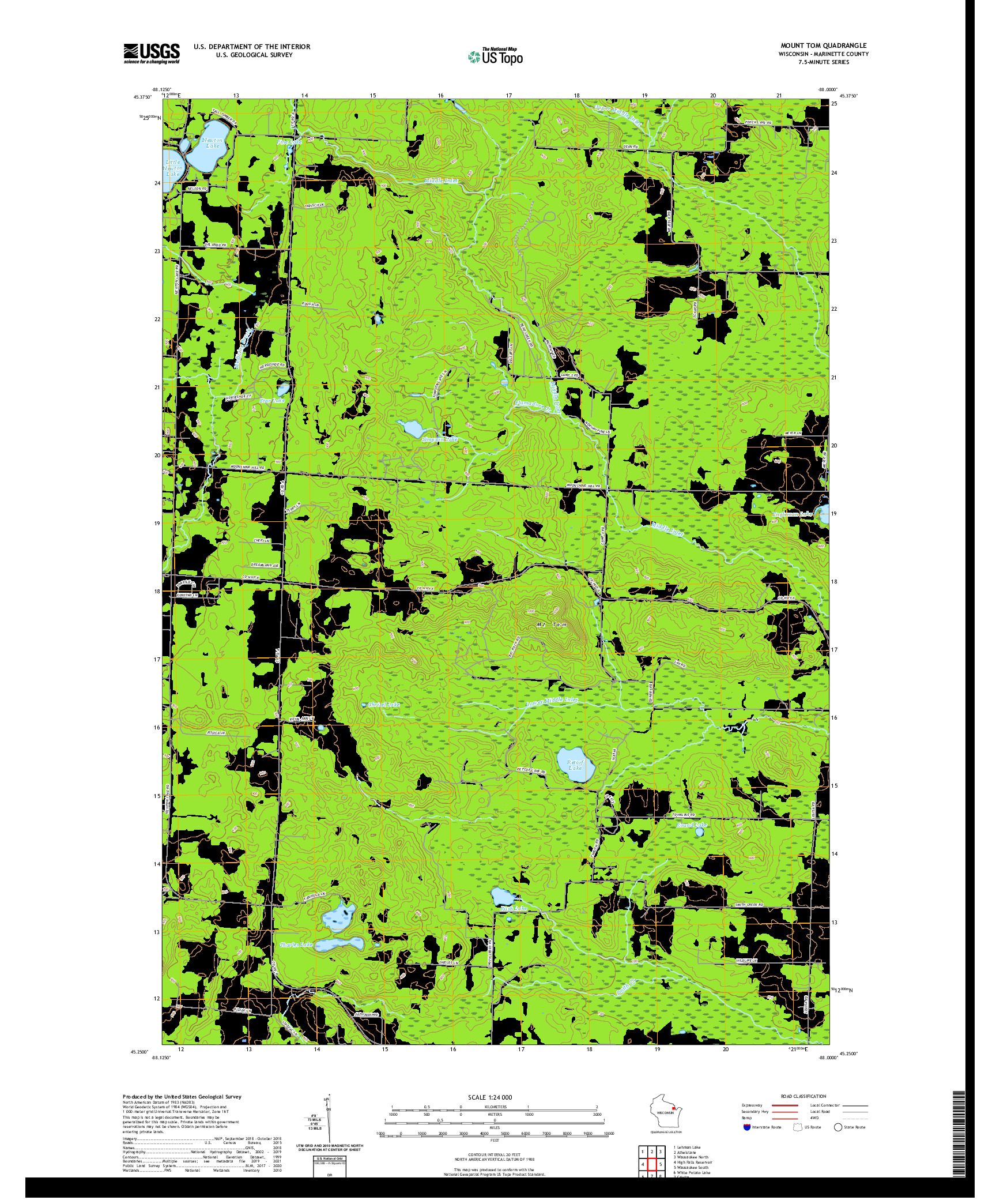 US TOPO 7.5-MINUTE MAP FOR MOUNT TOM, WI