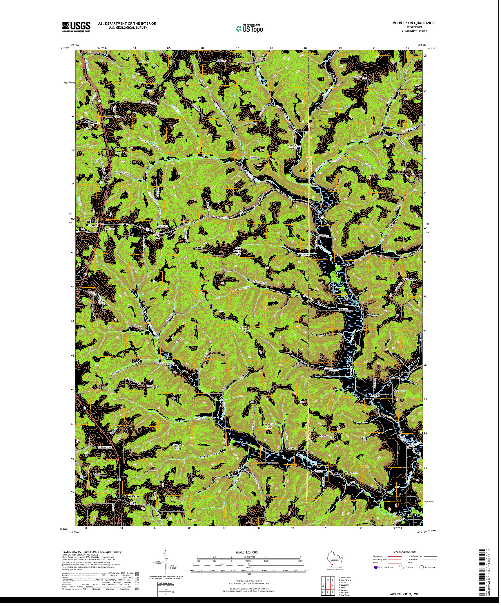 US TOPO 7.5-MINUTE MAP FOR MOUNT ZION, WI