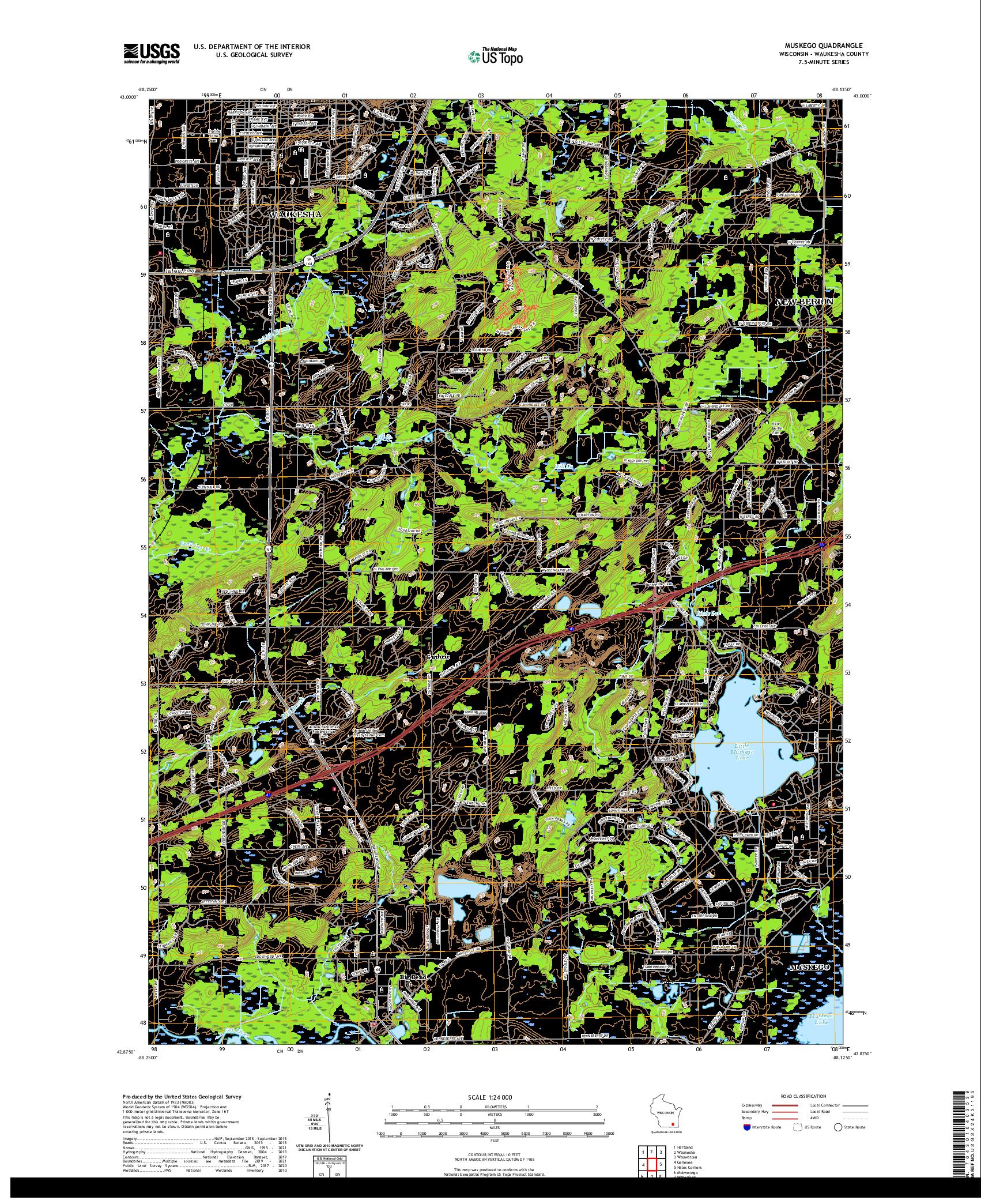 US TOPO 7.5-MINUTE MAP FOR MUSKEGO, WI