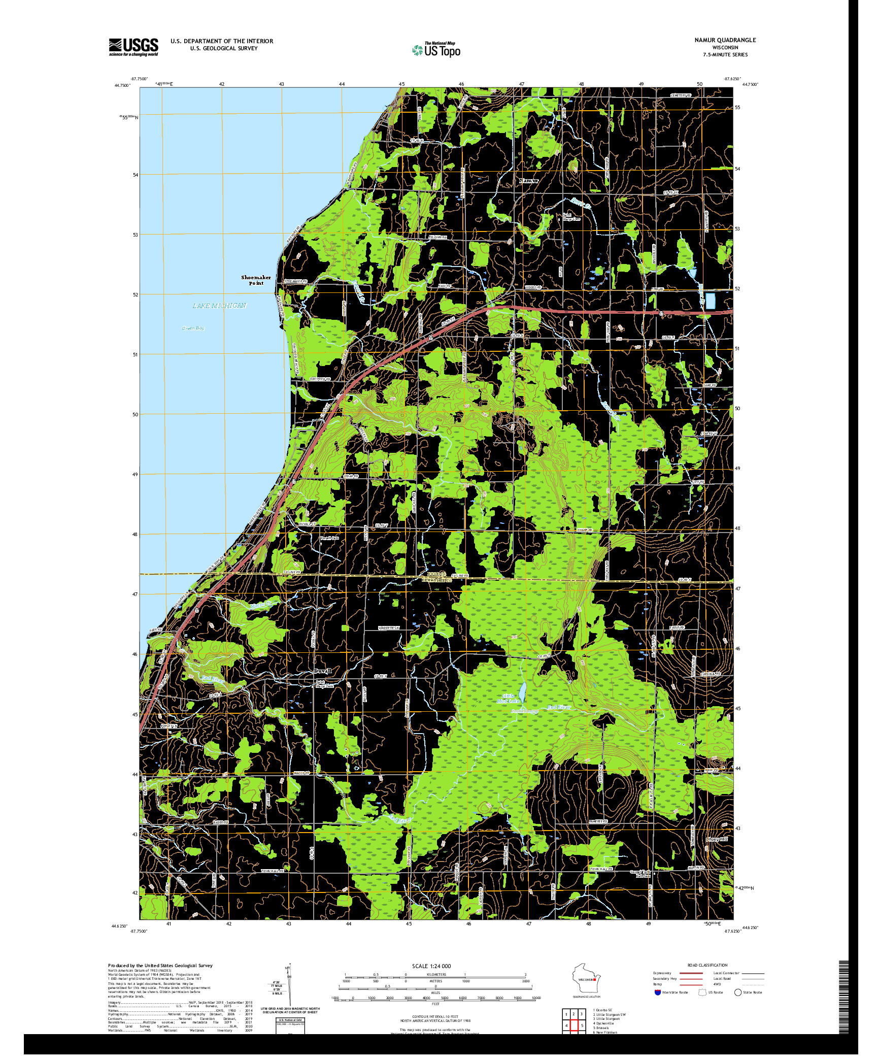 US TOPO 7.5-MINUTE MAP FOR NAMUR, WI