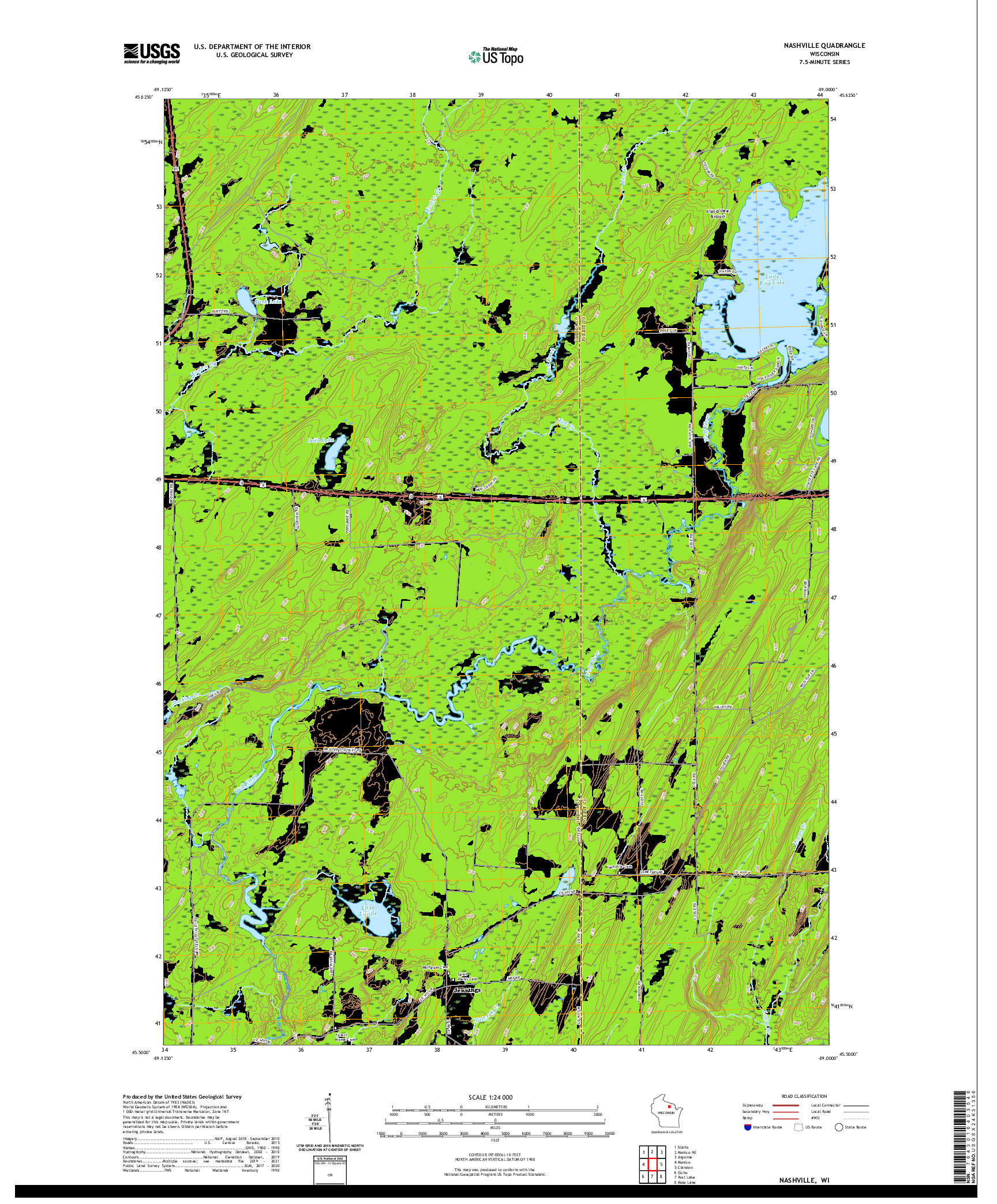 US TOPO 7.5-MINUTE MAP FOR NASHVILLE, WI