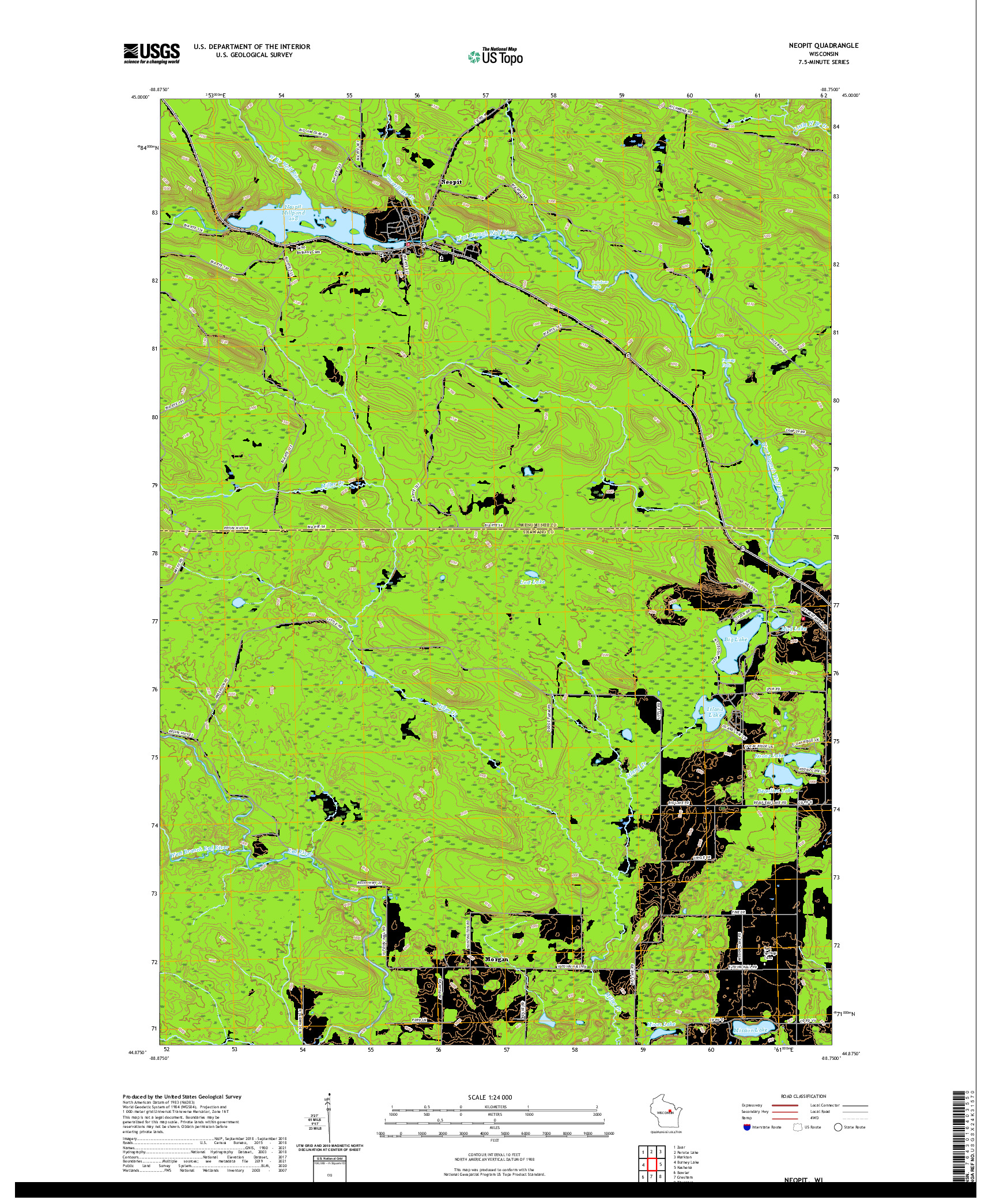 US TOPO 7.5-MINUTE MAP FOR NEOPIT, WI