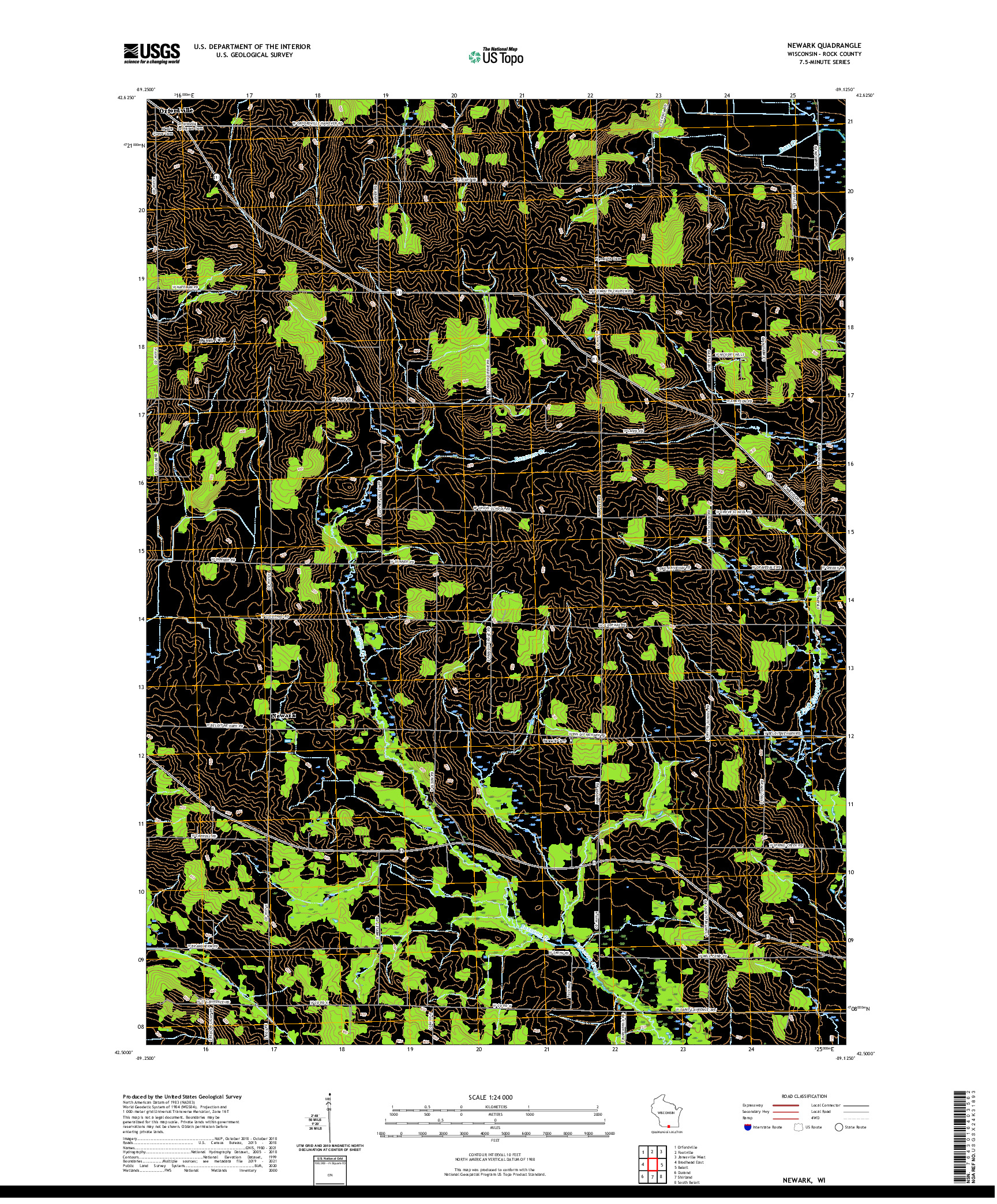 US TOPO 7.5-MINUTE MAP FOR NEWARK, WI