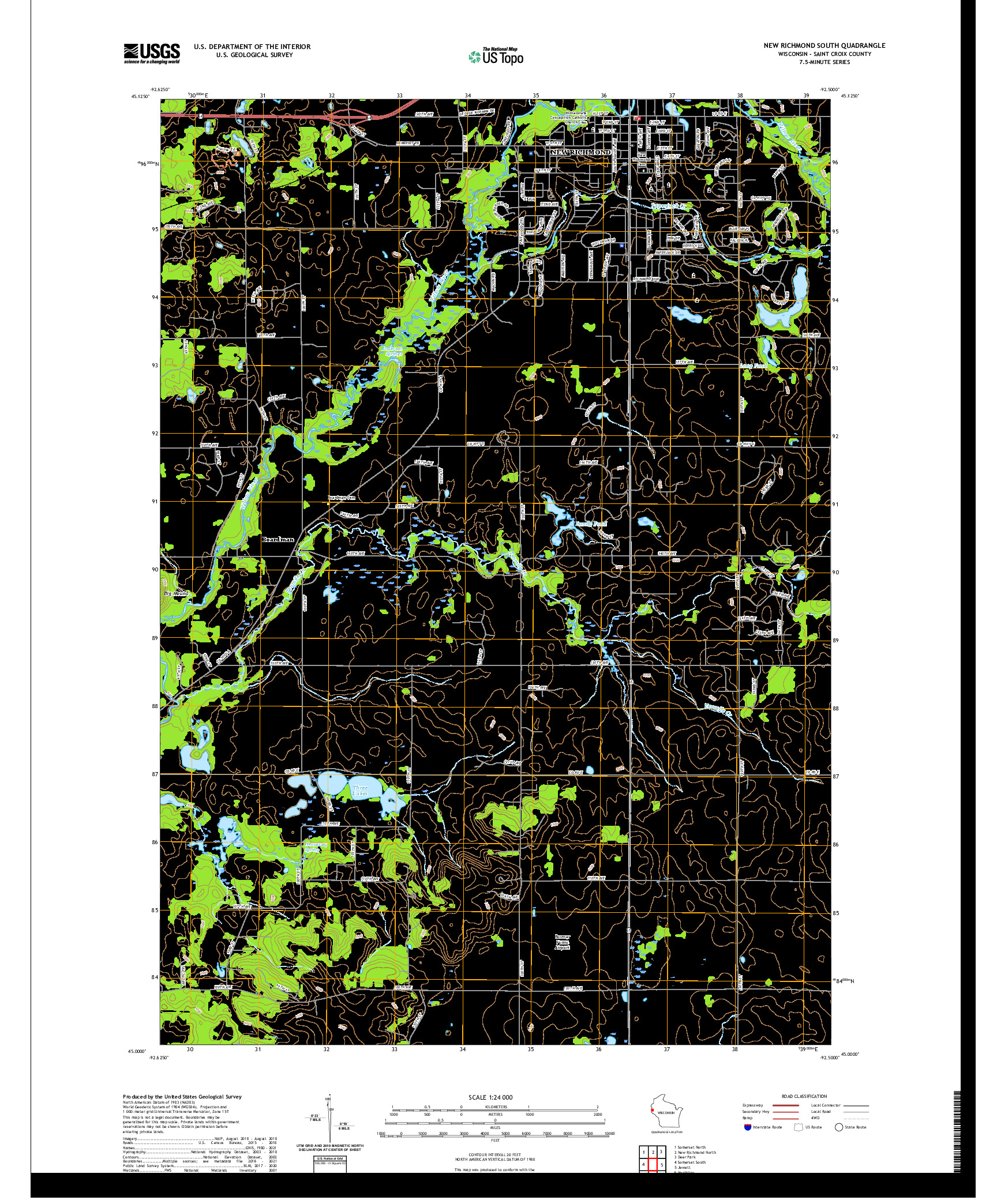 US TOPO 7.5-MINUTE MAP FOR NEW RICHMOND SOUTH, WI