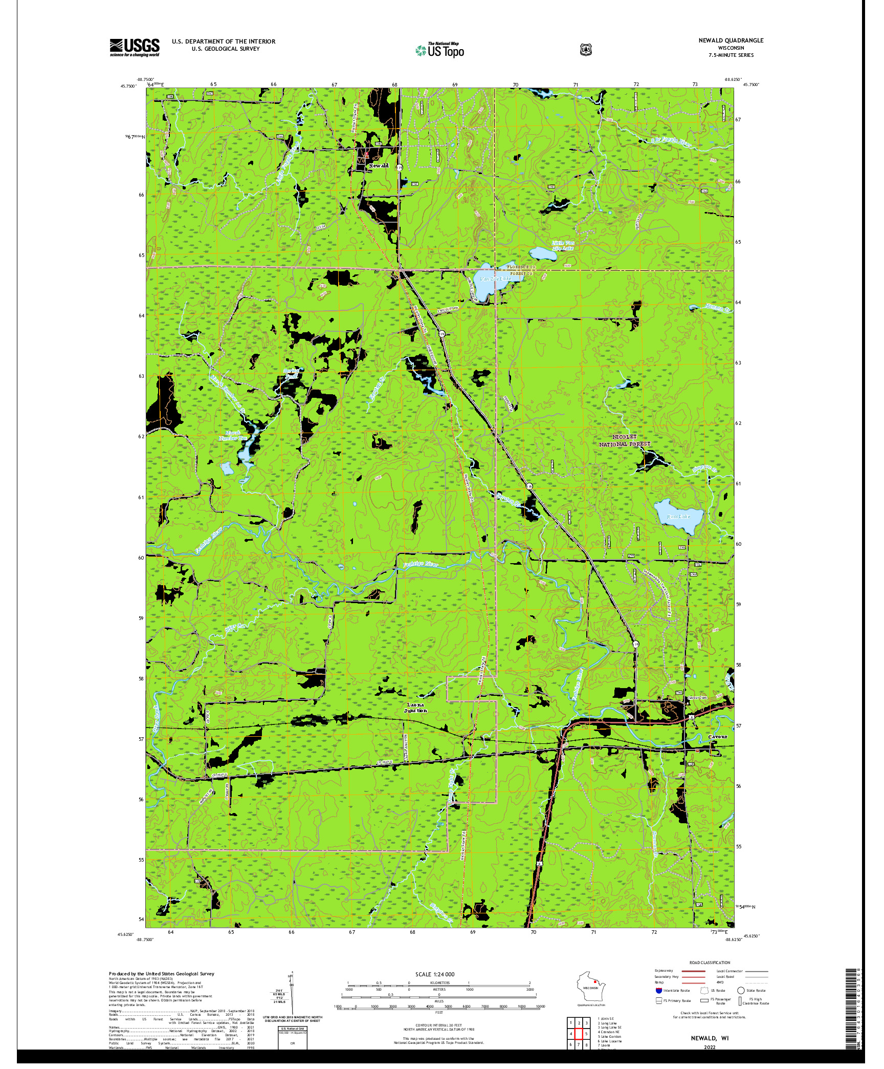 US TOPO 7.5-MINUTE MAP FOR NEWALD, WI