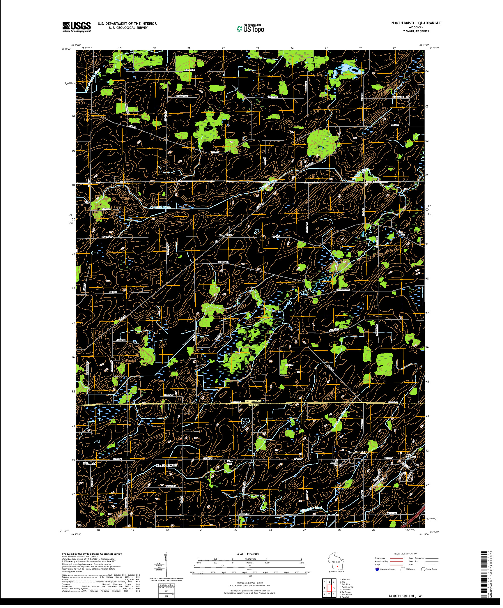 US TOPO 7.5-MINUTE MAP FOR NORTH BRISTOL, WI