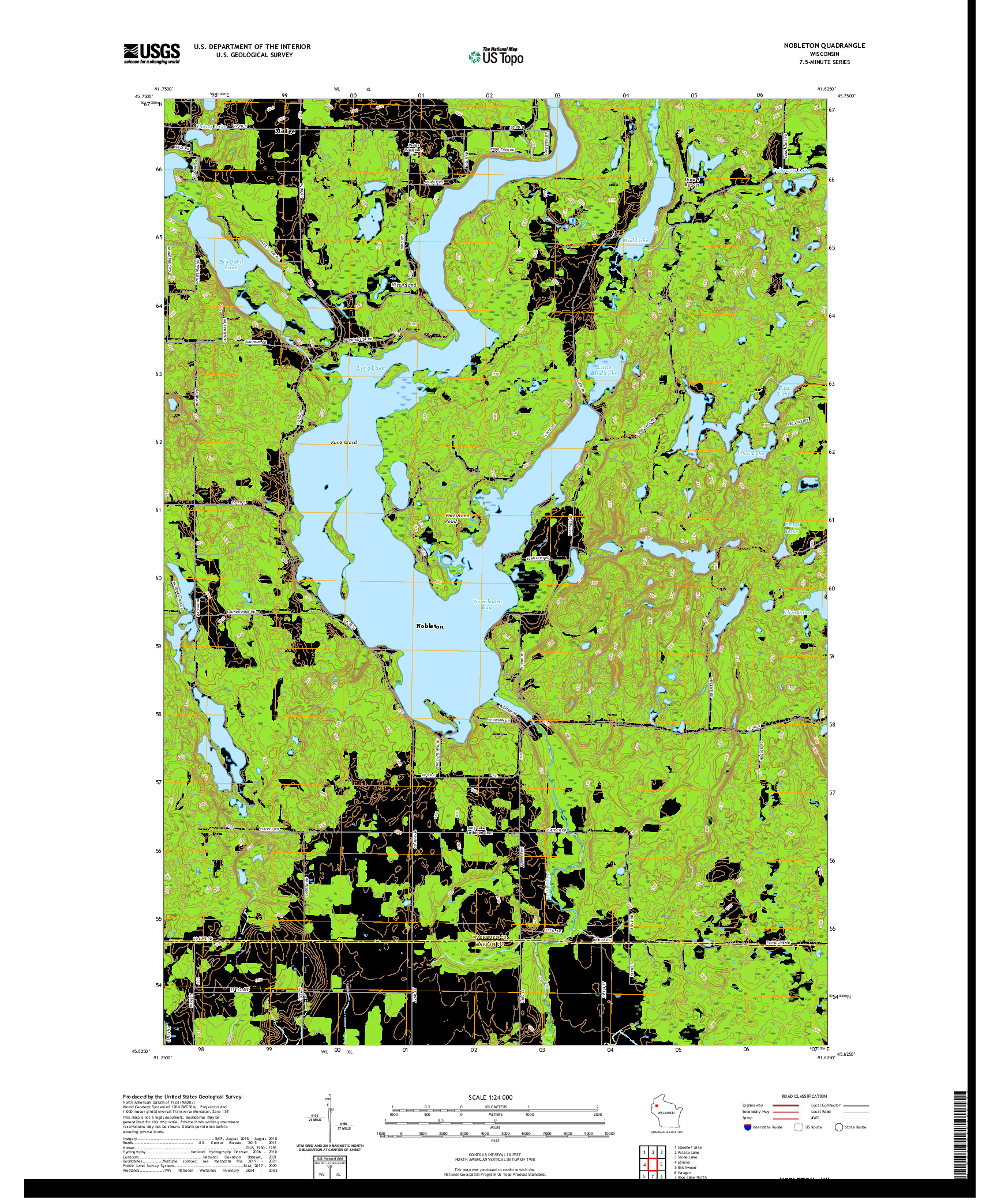 US TOPO 7.5-MINUTE MAP FOR NOBLETON, WI