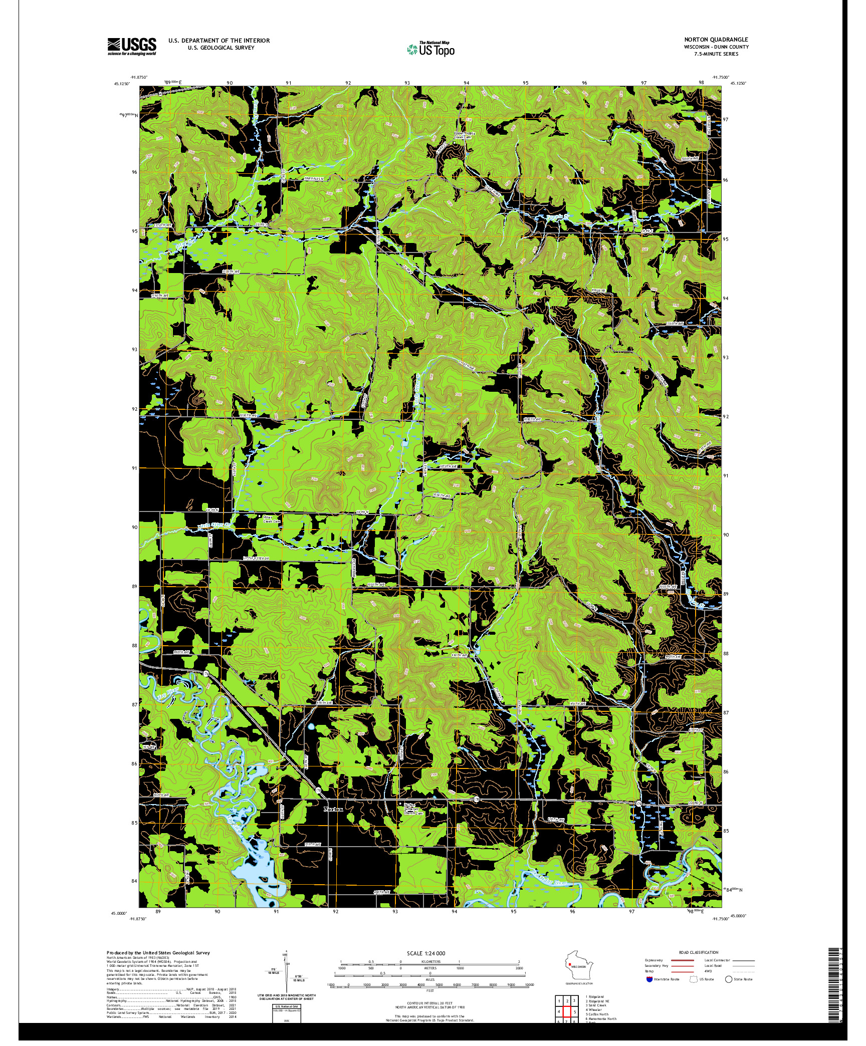 US TOPO 7.5-MINUTE MAP FOR NORTON, WI