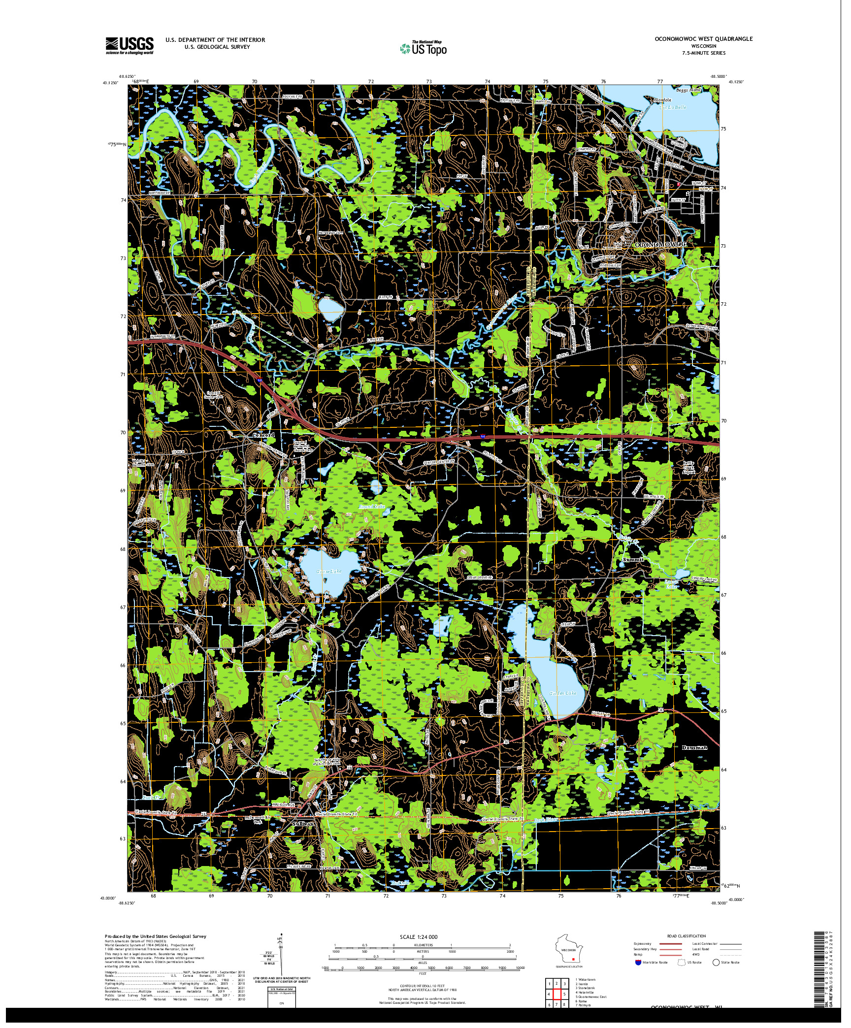 US TOPO 7.5-MINUTE MAP FOR OCONOMOWOC WEST, WI