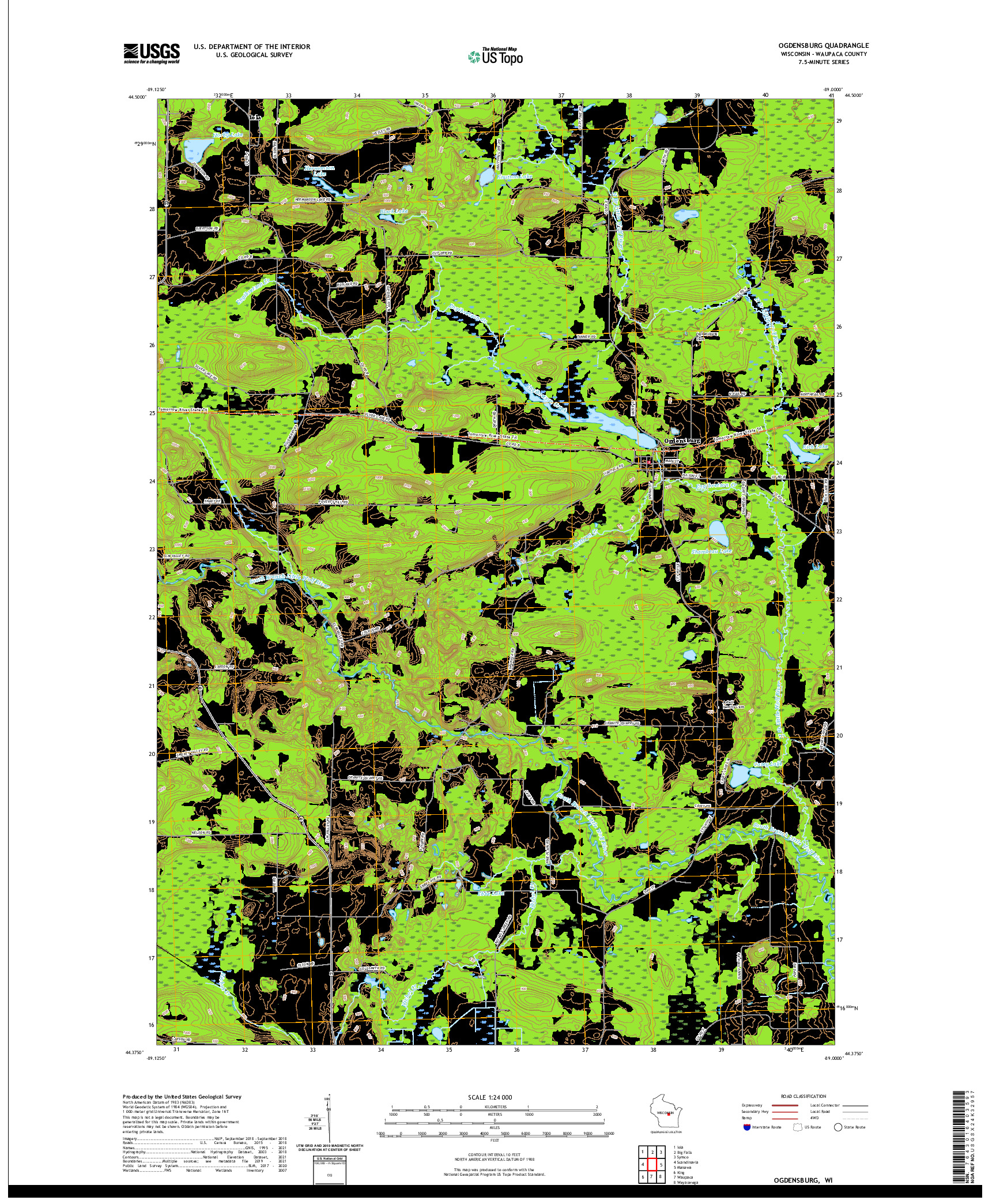 US TOPO 7.5-MINUTE MAP FOR OGDENSBURG, WI