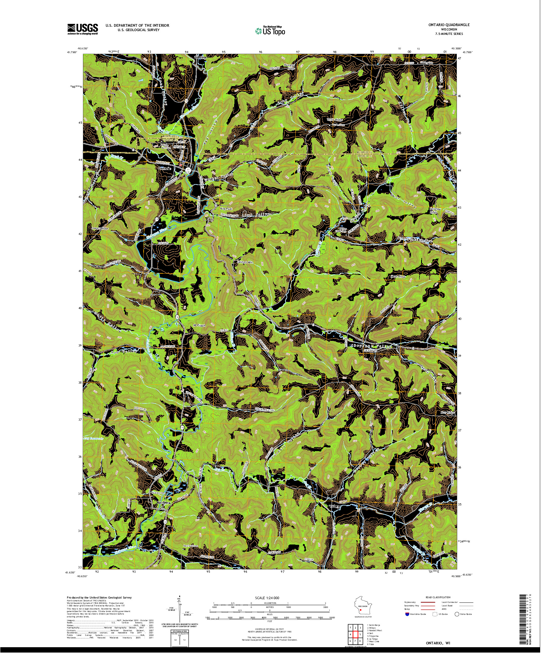 US TOPO 7.5-MINUTE MAP FOR ONTARIO, WI