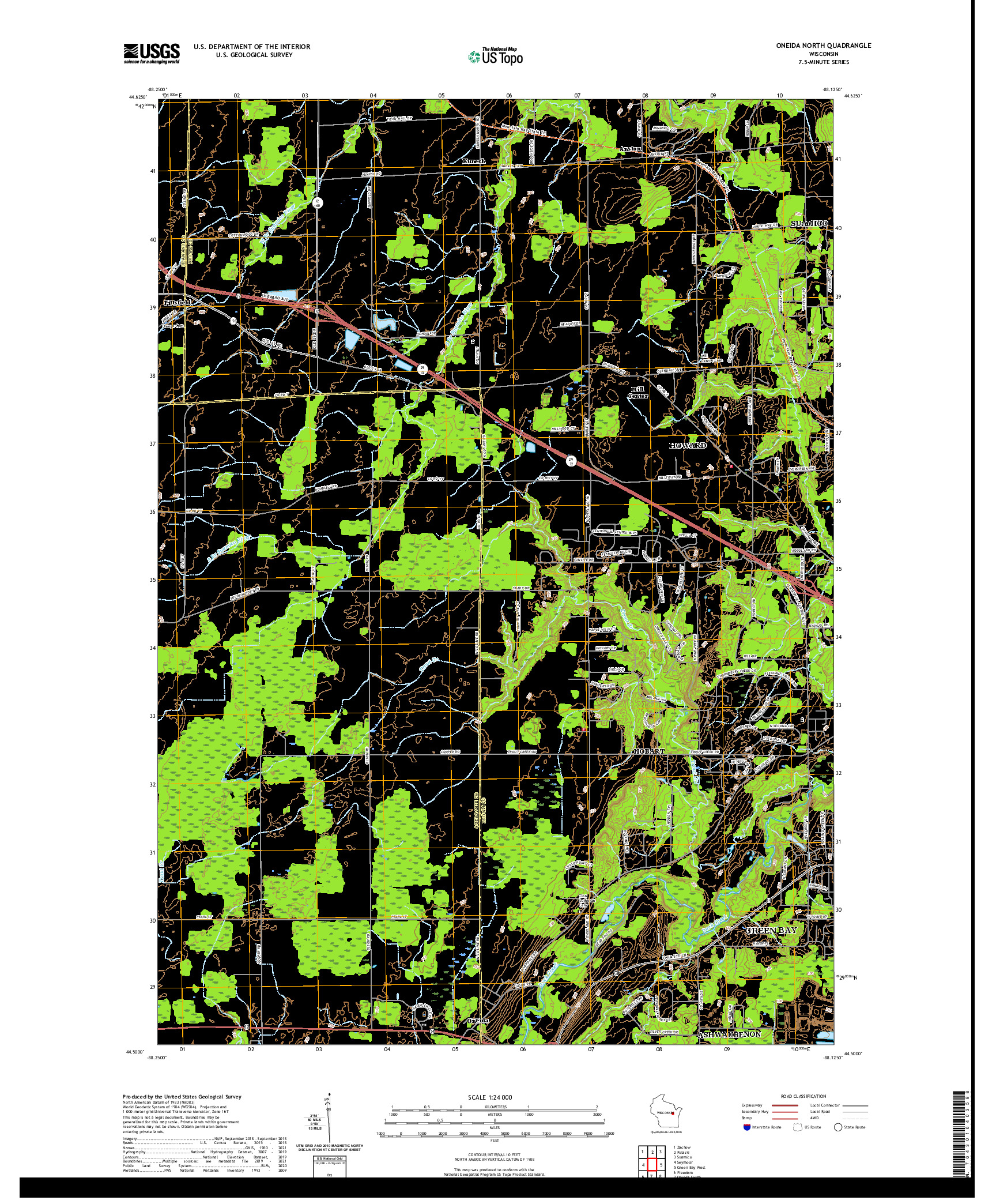 US TOPO 7.5-MINUTE MAP FOR ONEIDA NORTH, WI