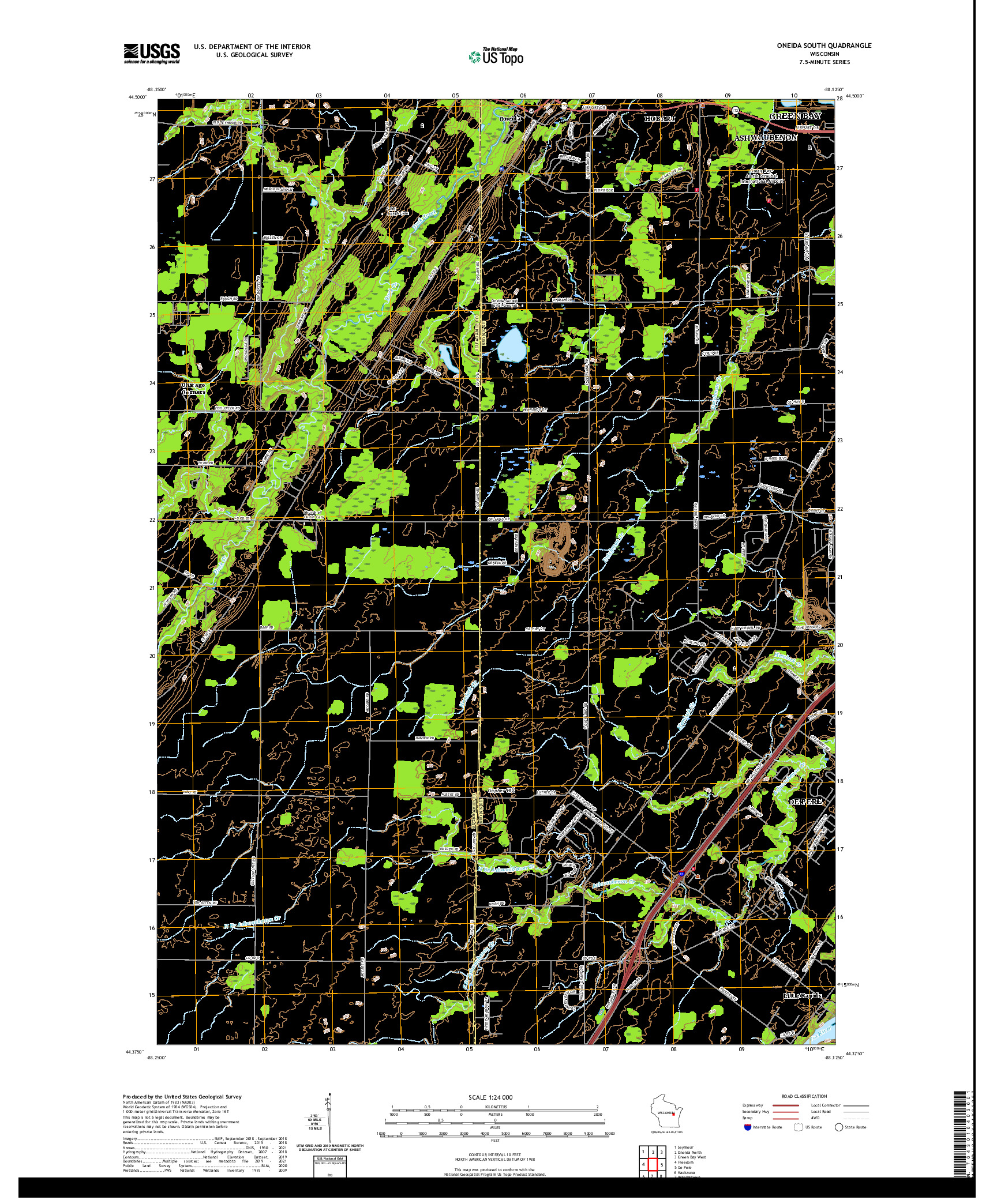 US TOPO 7.5-MINUTE MAP FOR ONEIDA SOUTH, WI