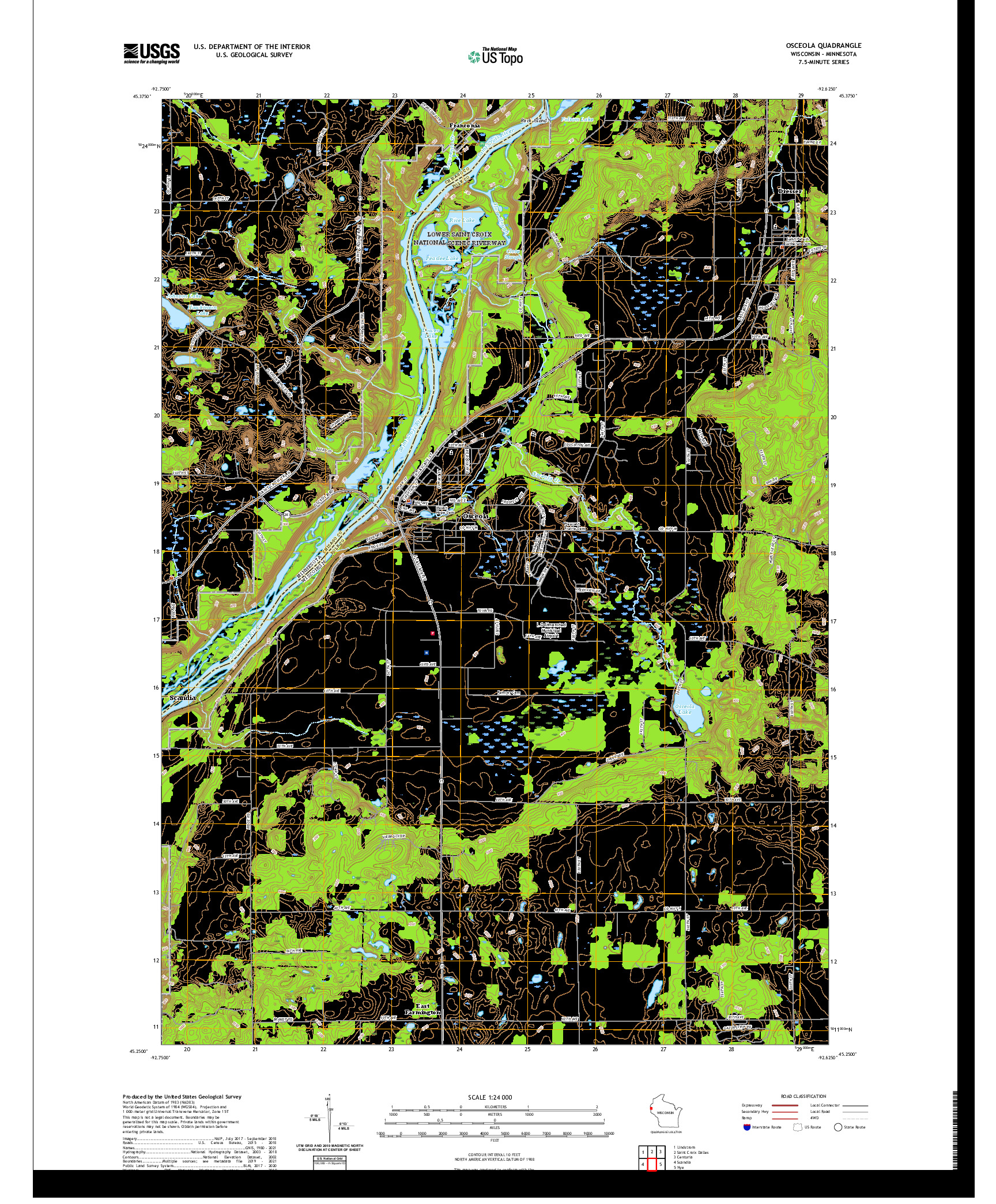 US TOPO 7.5-MINUTE MAP FOR OSCEOLA, WI,MN