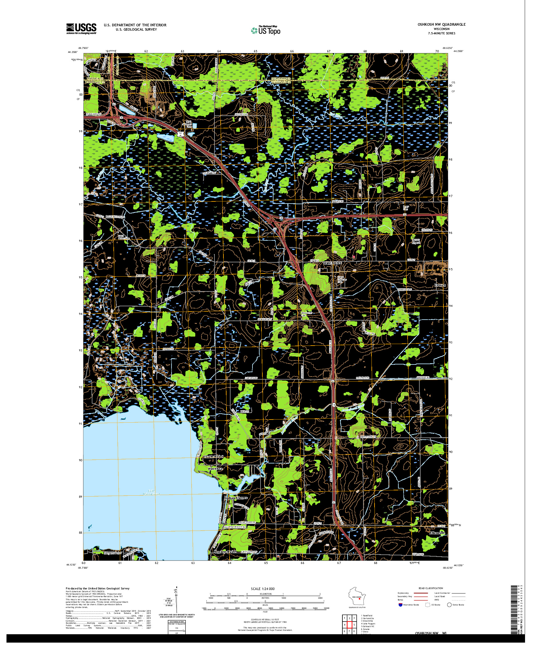 US TOPO 7.5-MINUTE MAP FOR OSHKOSH NW, WI