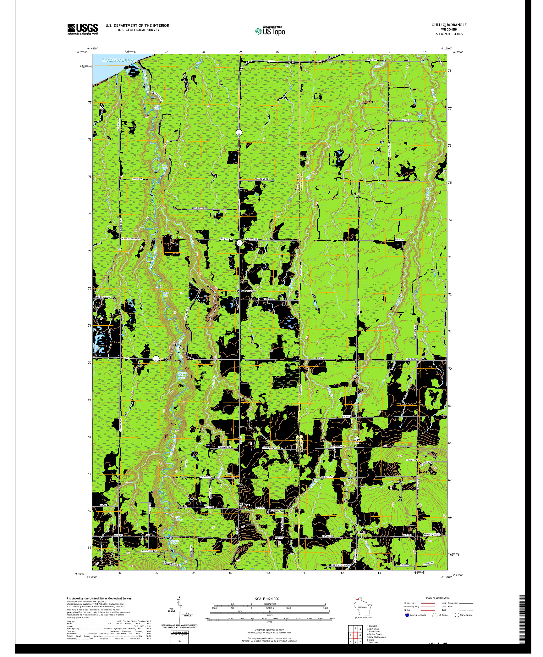 US TOPO 7.5-MINUTE MAP FOR OULU, WI