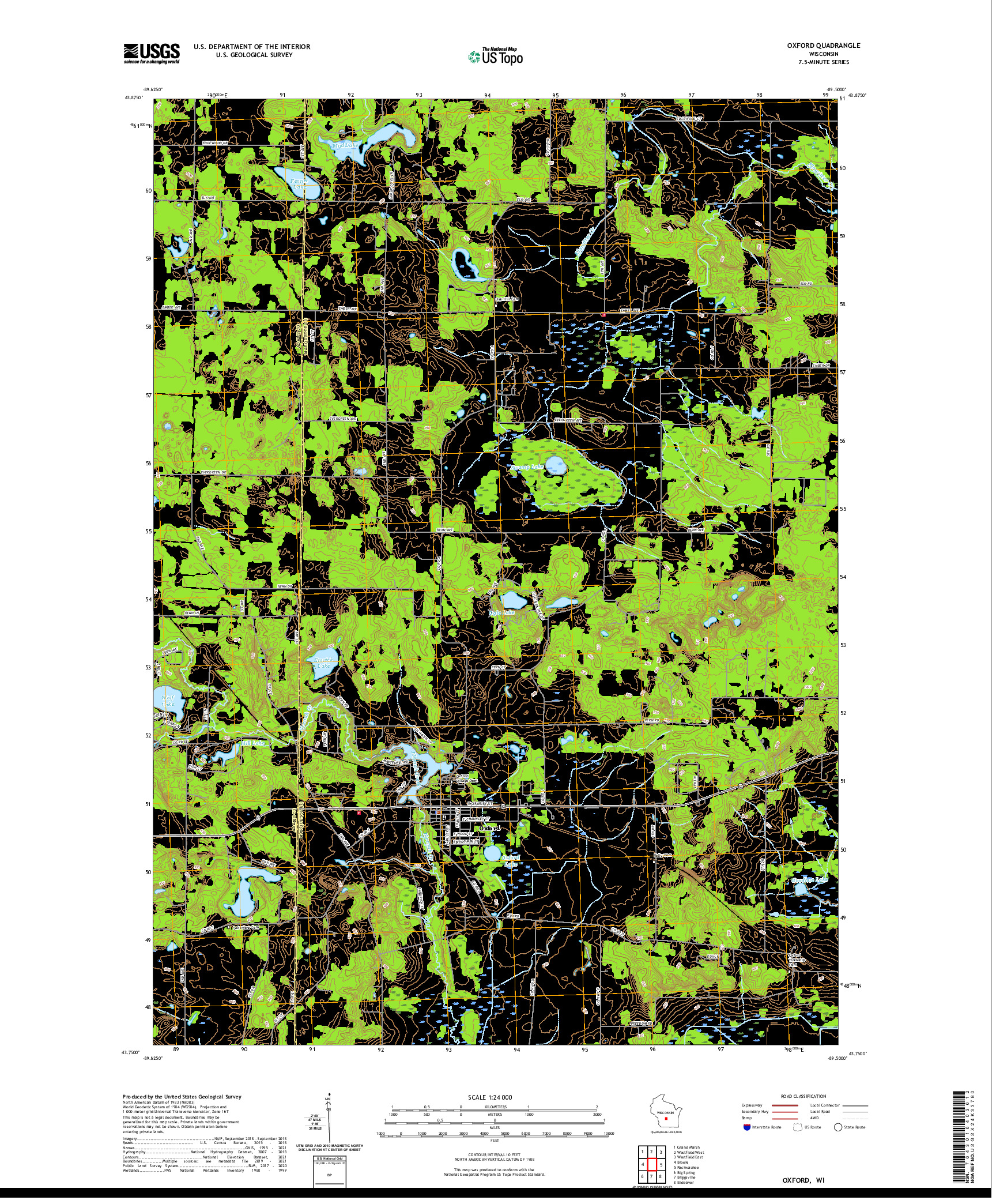 US TOPO 7.5-MINUTE MAP FOR OXFORD, WI