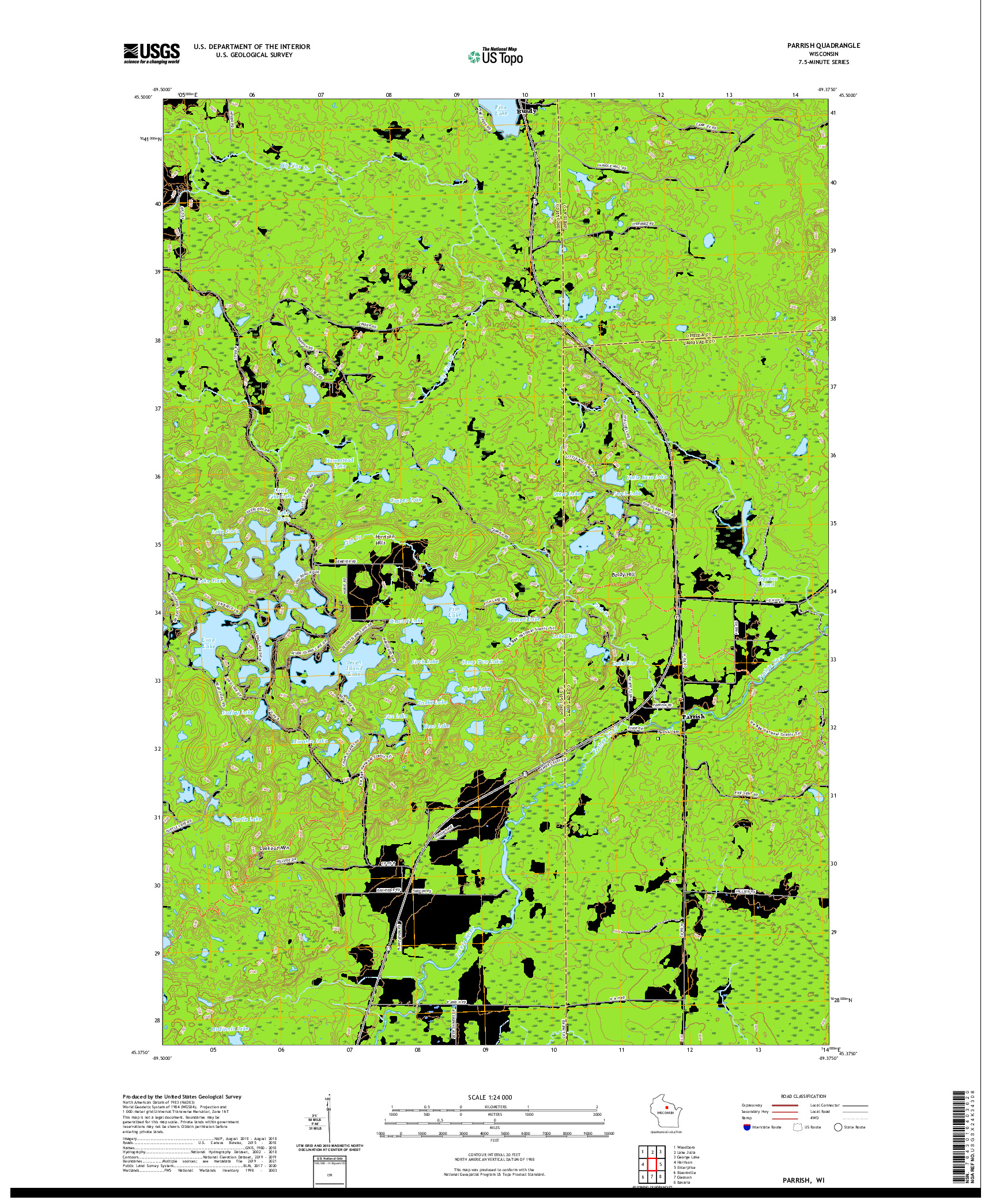 US TOPO 7.5-MINUTE MAP FOR PARRISH, WI