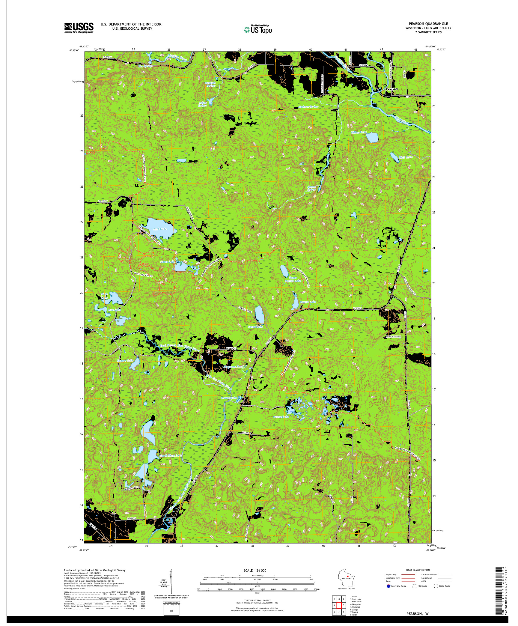 US TOPO 7.5-MINUTE MAP FOR PEARSON, WI