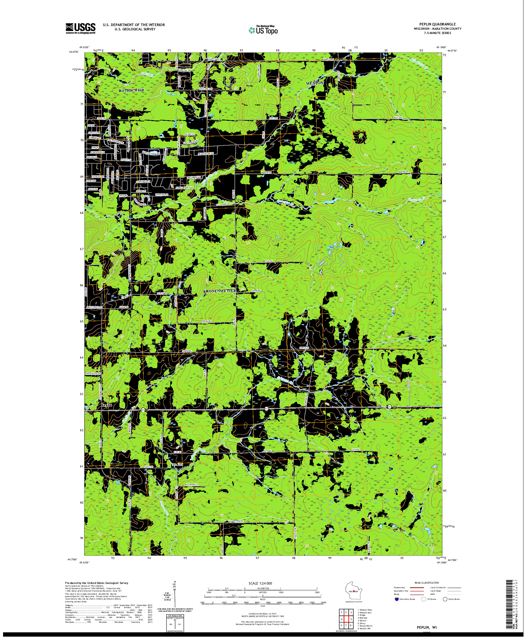 US TOPO 7.5-MINUTE MAP FOR PEPLIN, WI