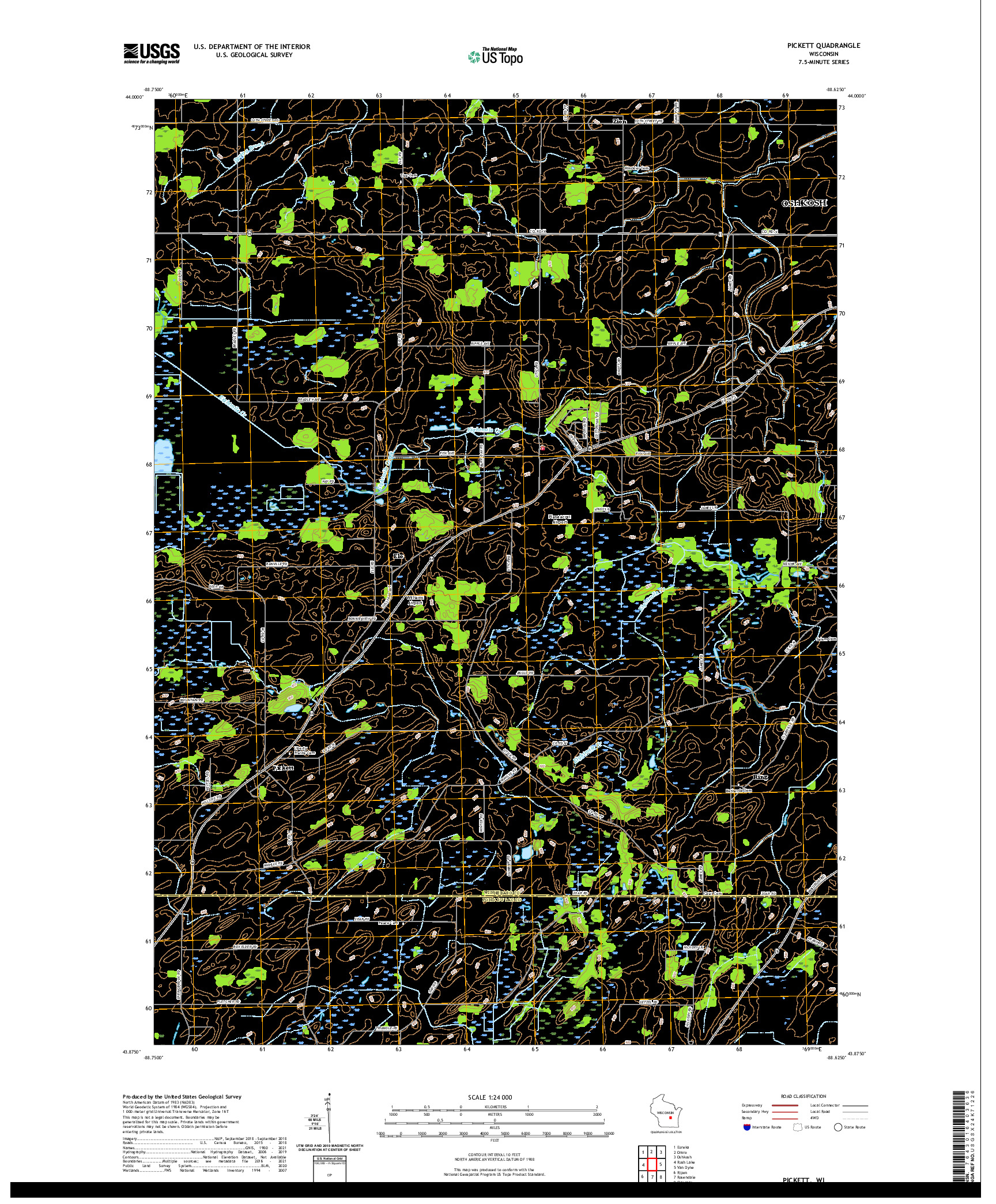 US TOPO 7.5-MINUTE MAP FOR PICKETT, WI