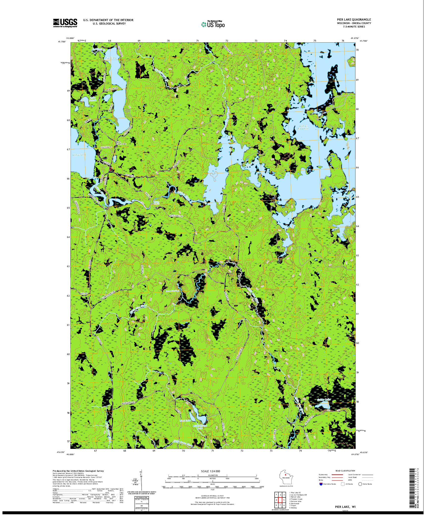 US TOPO 7.5-MINUTE MAP FOR PIER LAKE, WI