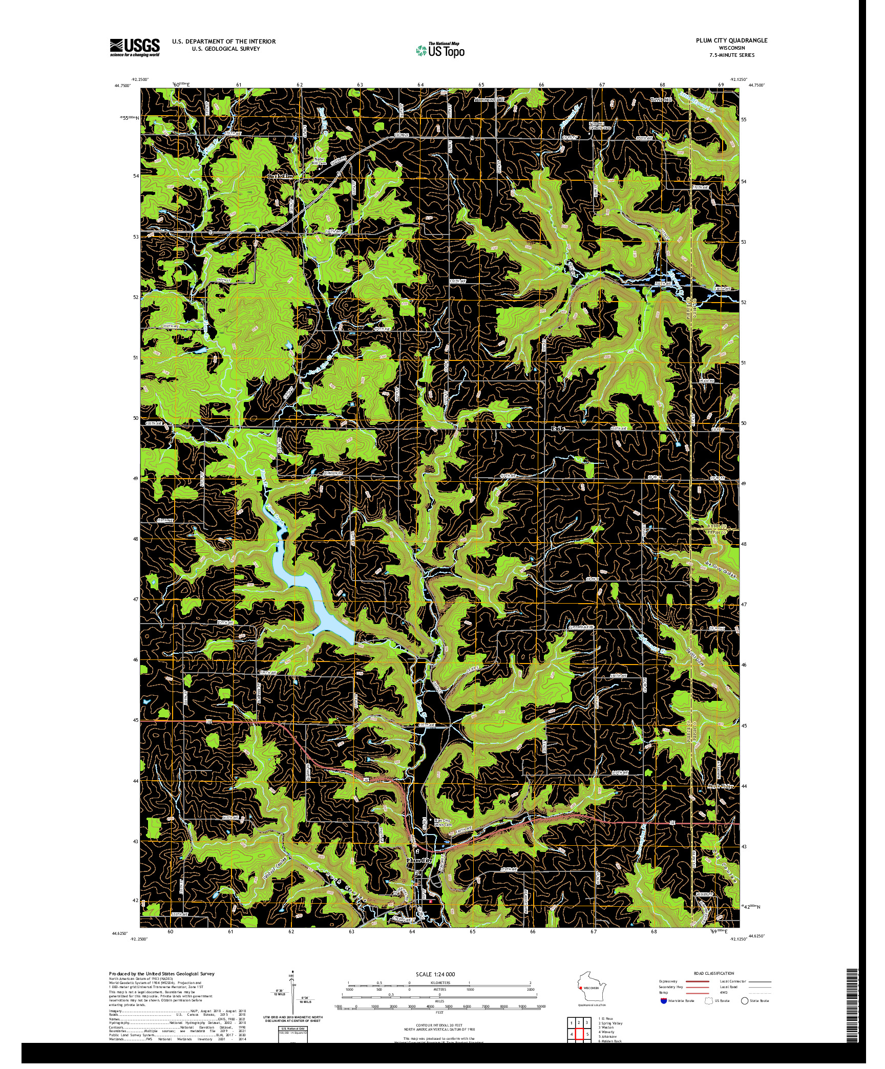 US TOPO 7.5-MINUTE MAP FOR PLUM CITY, WI