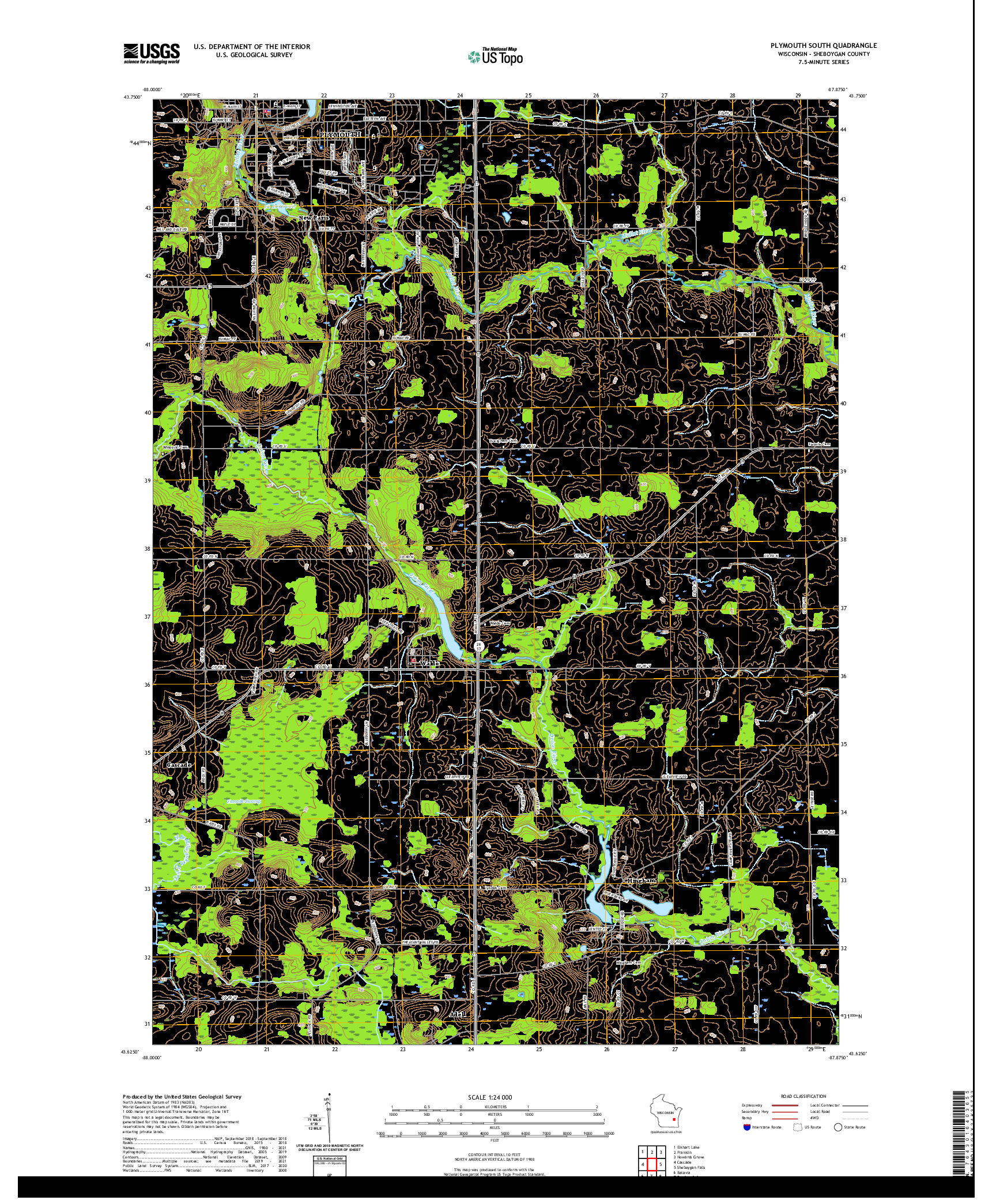 US TOPO 7.5-MINUTE MAP FOR PLYMOUTH SOUTH, WI