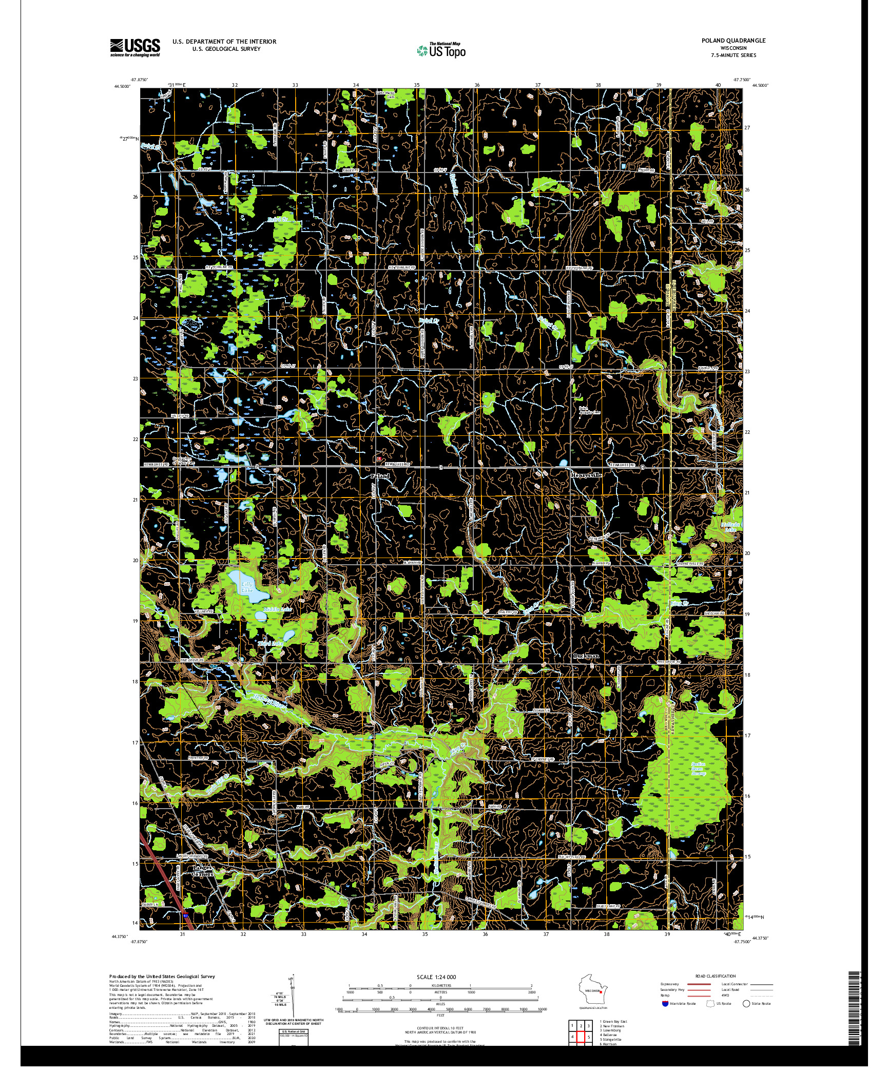 US TOPO 7.5-MINUTE MAP FOR POLAND, WI