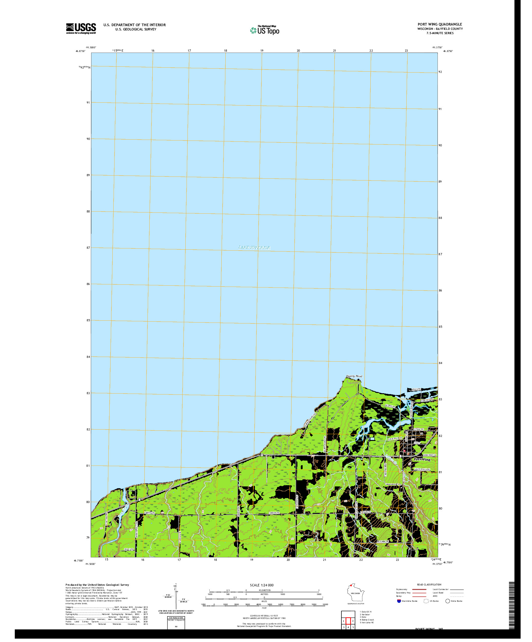 US TOPO 7.5-MINUTE MAP FOR PORT WING, WI