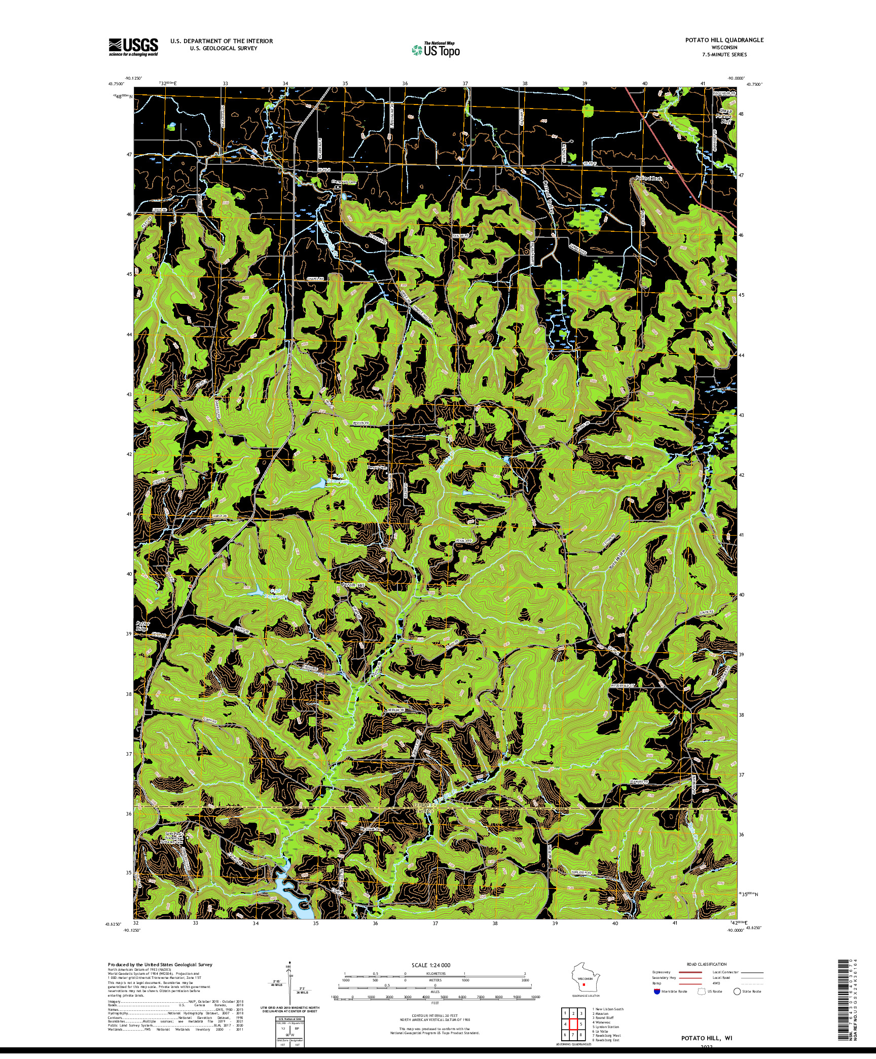 US TOPO 7.5-MINUTE MAP FOR POTATO HILL, WI