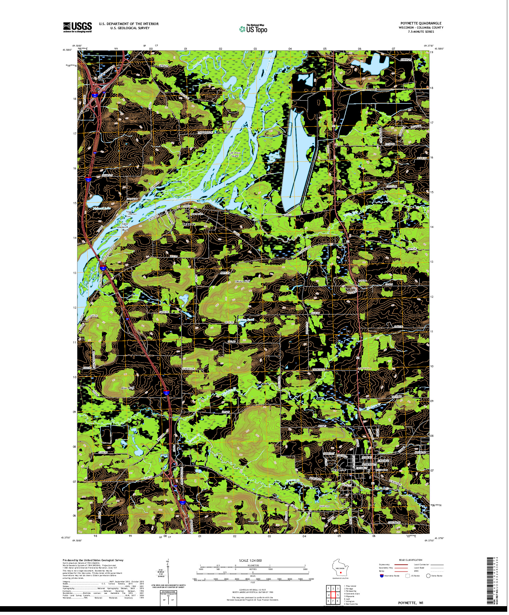 US TOPO 7.5-MINUTE MAP FOR POYNETTE, WI