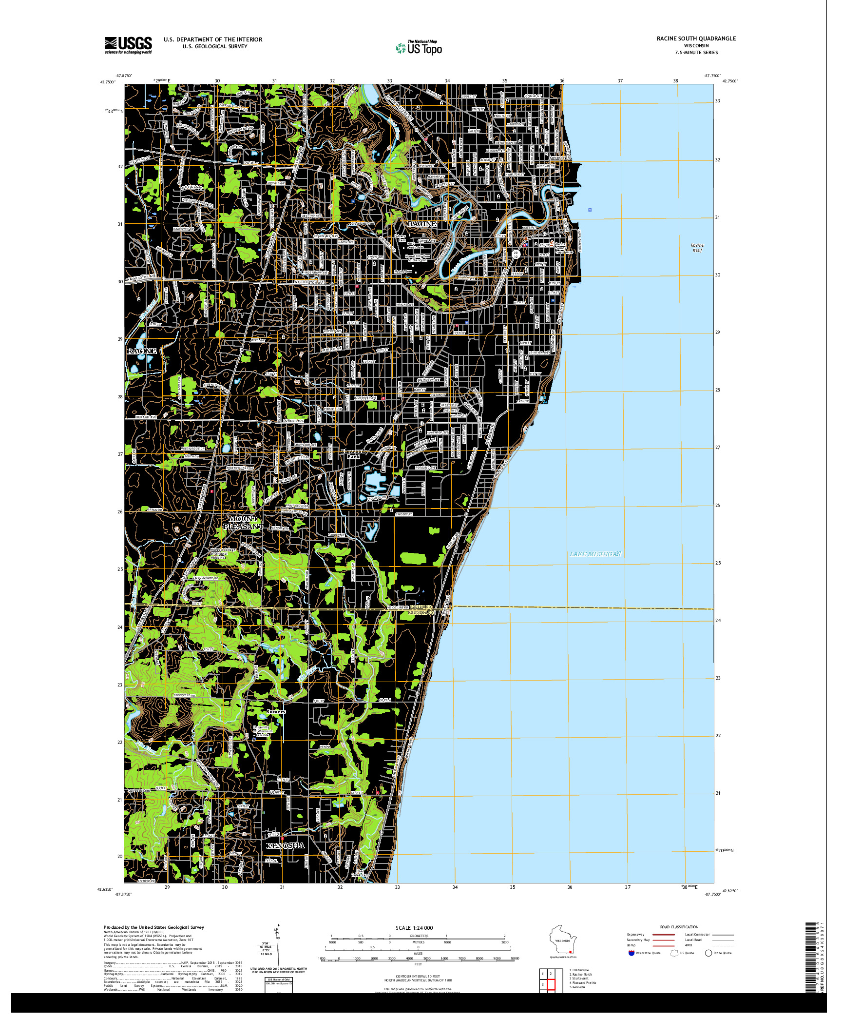 US TOPO 7.5-MINUTE MAP FOR RACINE SOUTH, WI