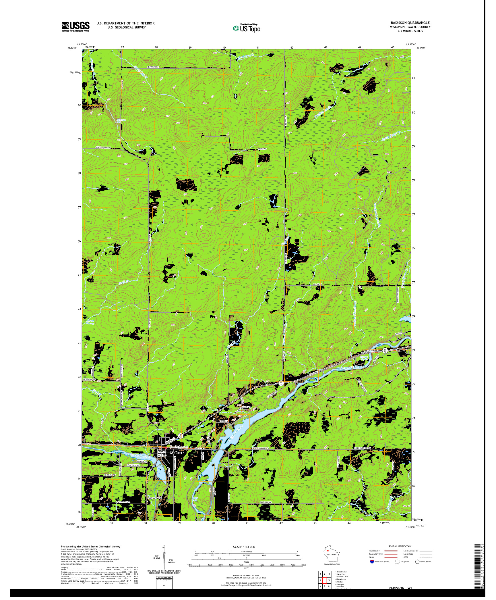 US TOPO 7.5-MINUTE MAP FOR RADISSON, WI