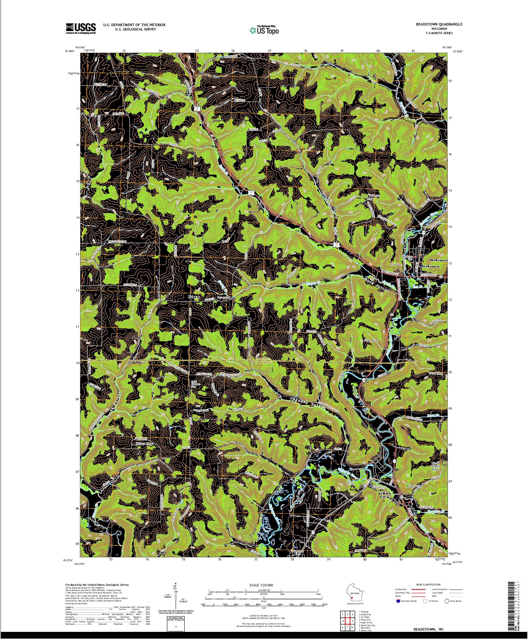 US TOPO 7.5-MINUTE MAP FOR READSTOWN, WI