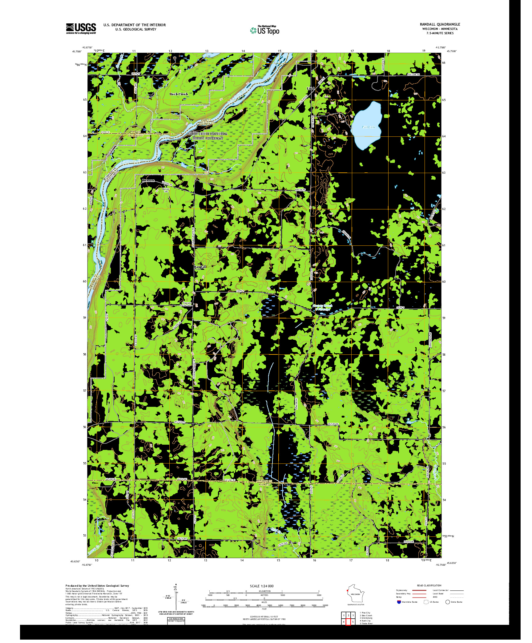 US TOPO 7.5-MINUTE MAP FOR RANDALL, WI,MN