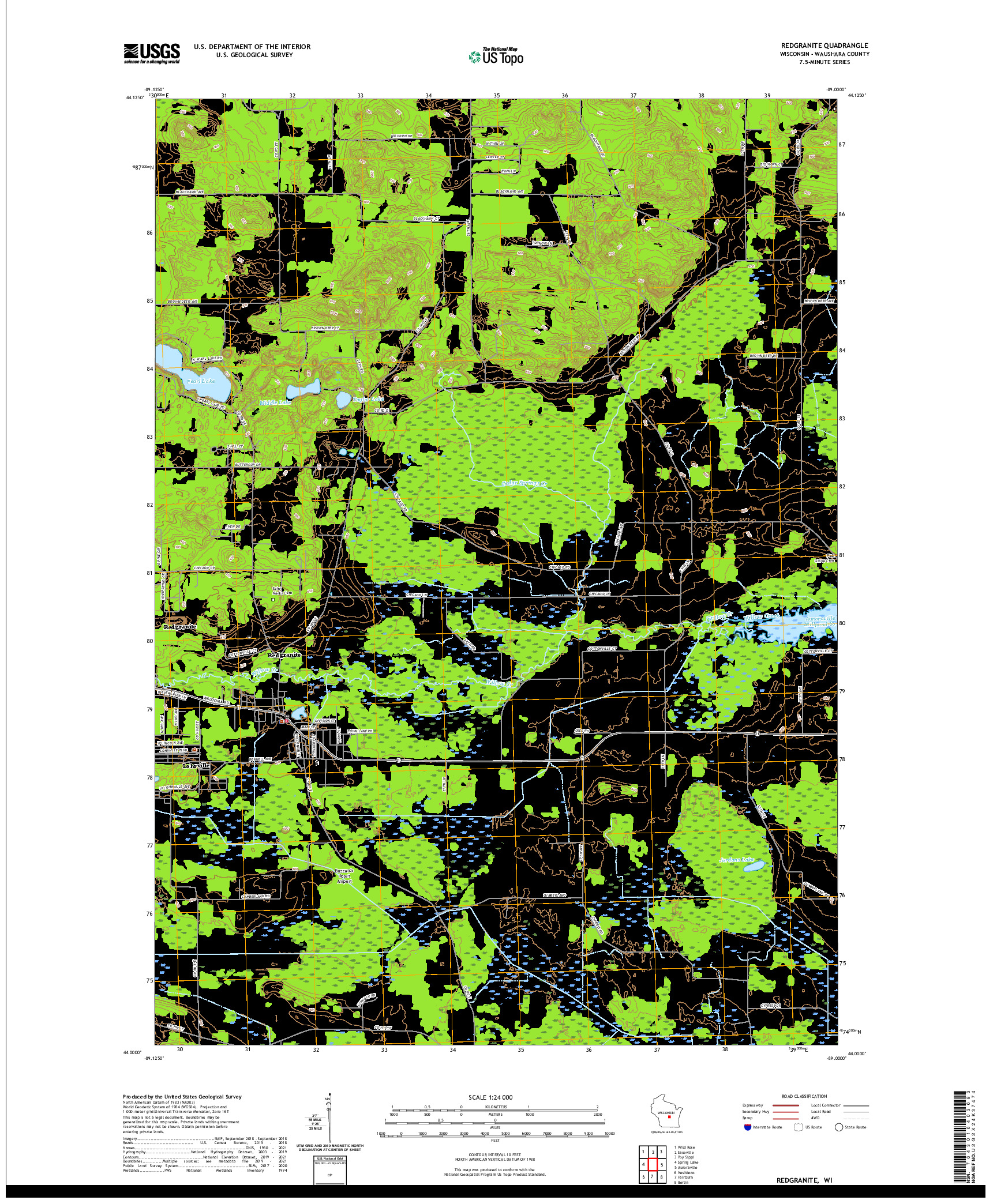 US TOPO 7.5-MINUTE MAP FOR REDGRANITE, WI