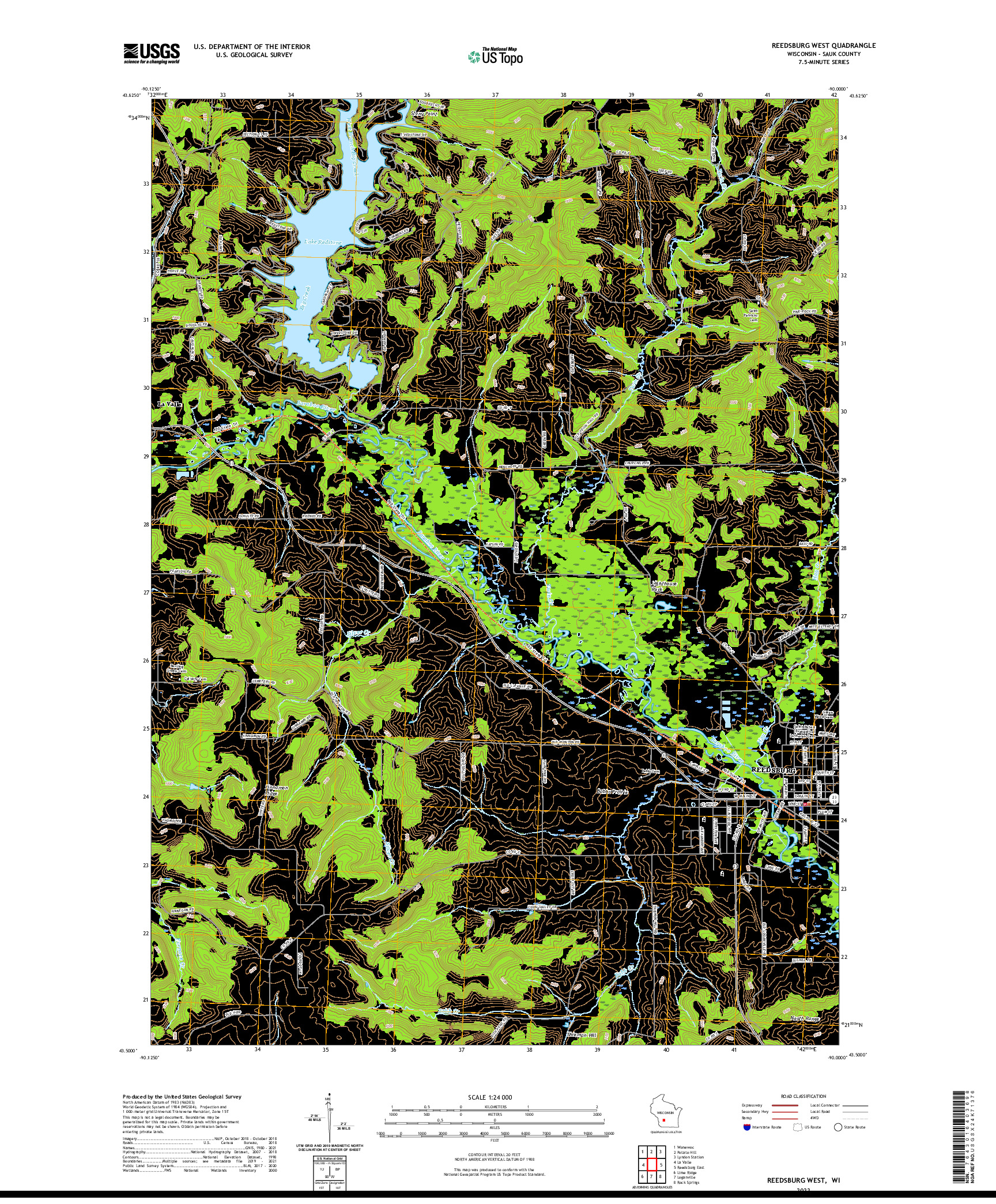 US TOPO 7.5-MINUTE MAP FOR REEDSBURG WEST, WI