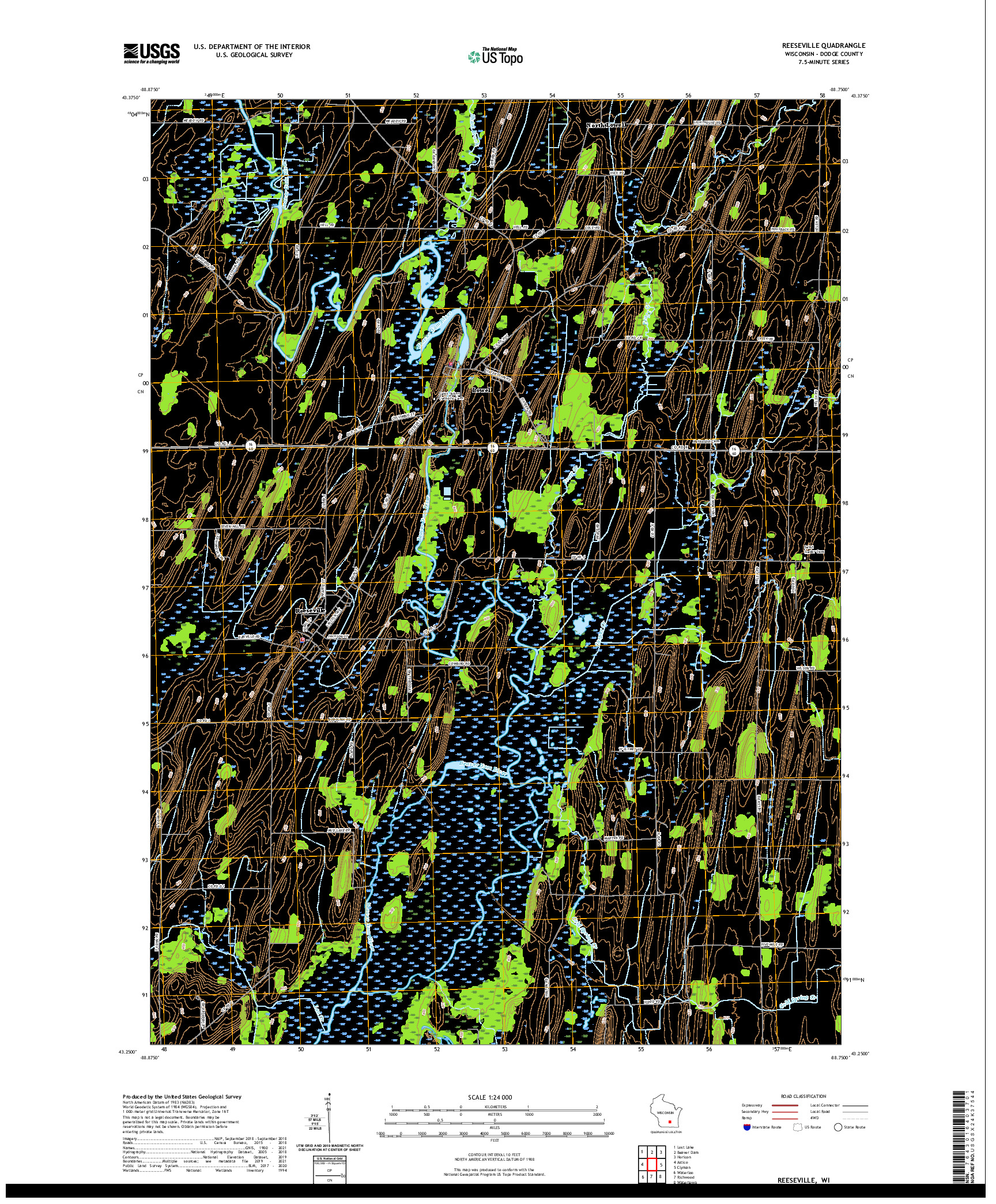 US TOPO 7.5-MINUTE MAP FOR REESEVILLE, WI