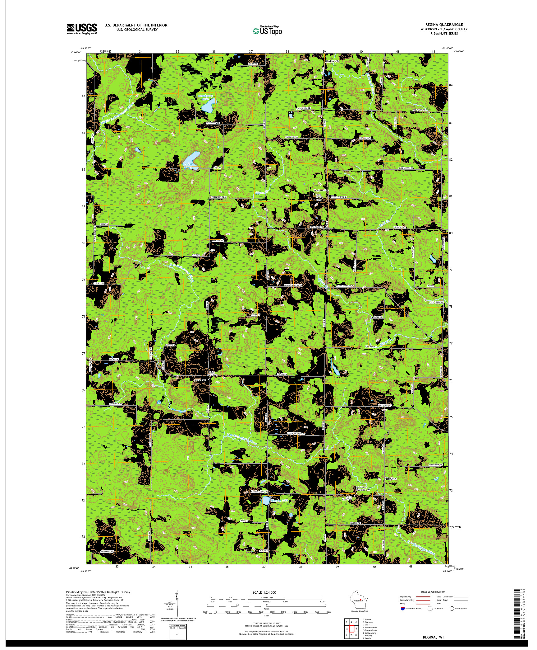 US TOPO 7.5-MINUTE MAP FOR REGINA, WI