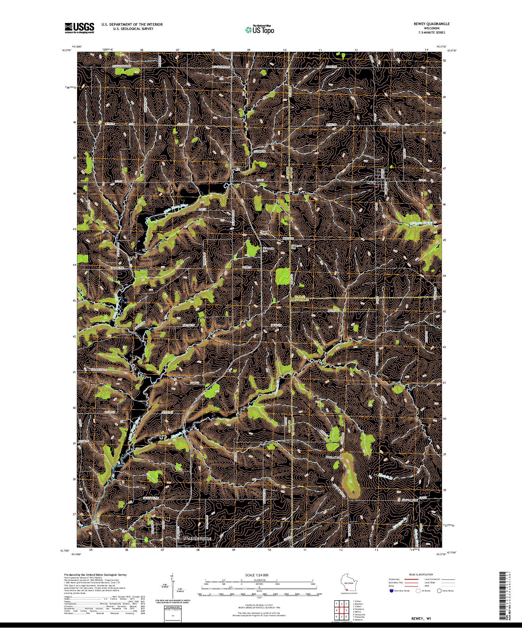 US TOPO 7.5-MINUTE MAP FOR REWEY, WI