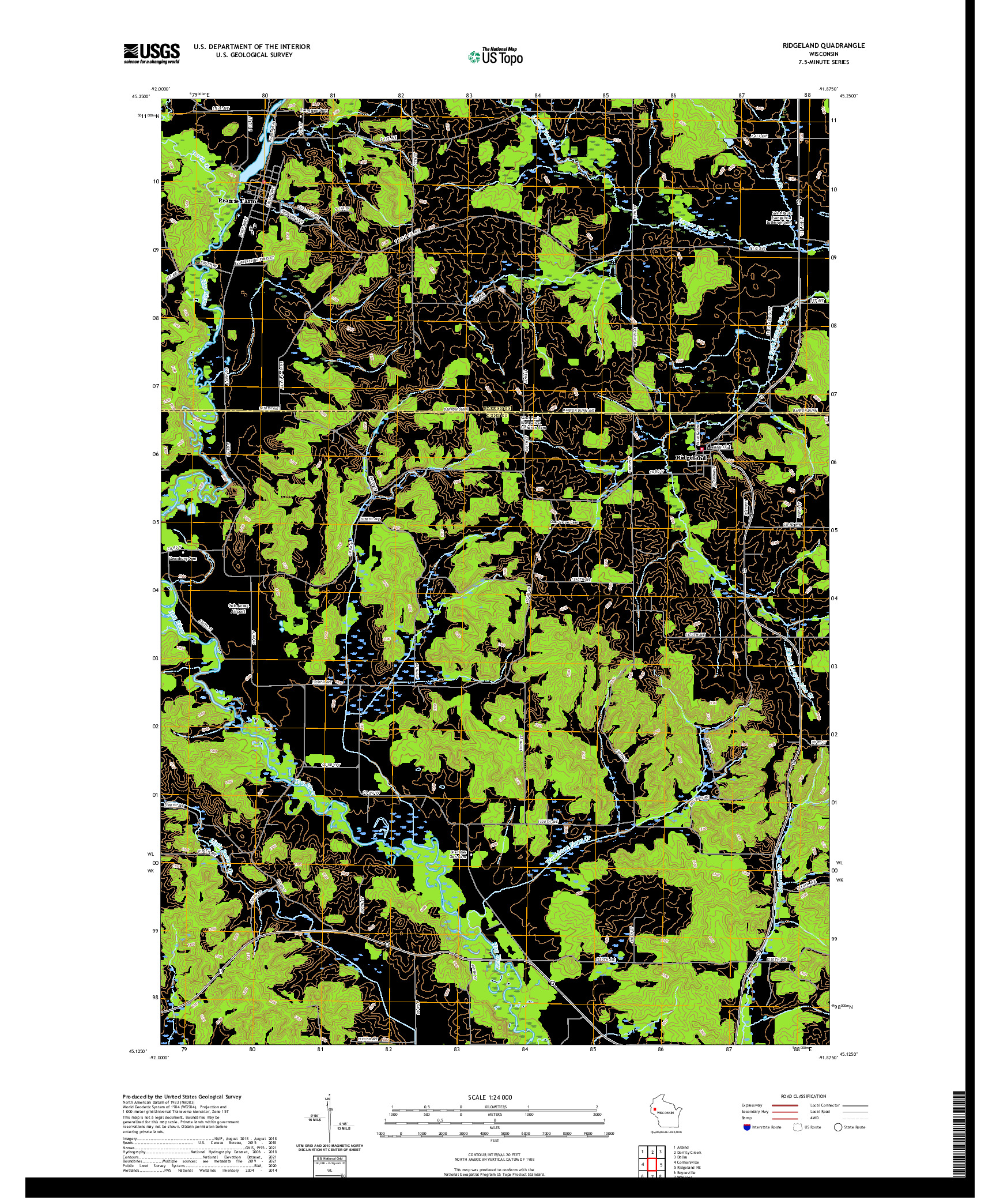 US TOPO 7.5-MINUTE MAP FOR RIDGELAND, WI