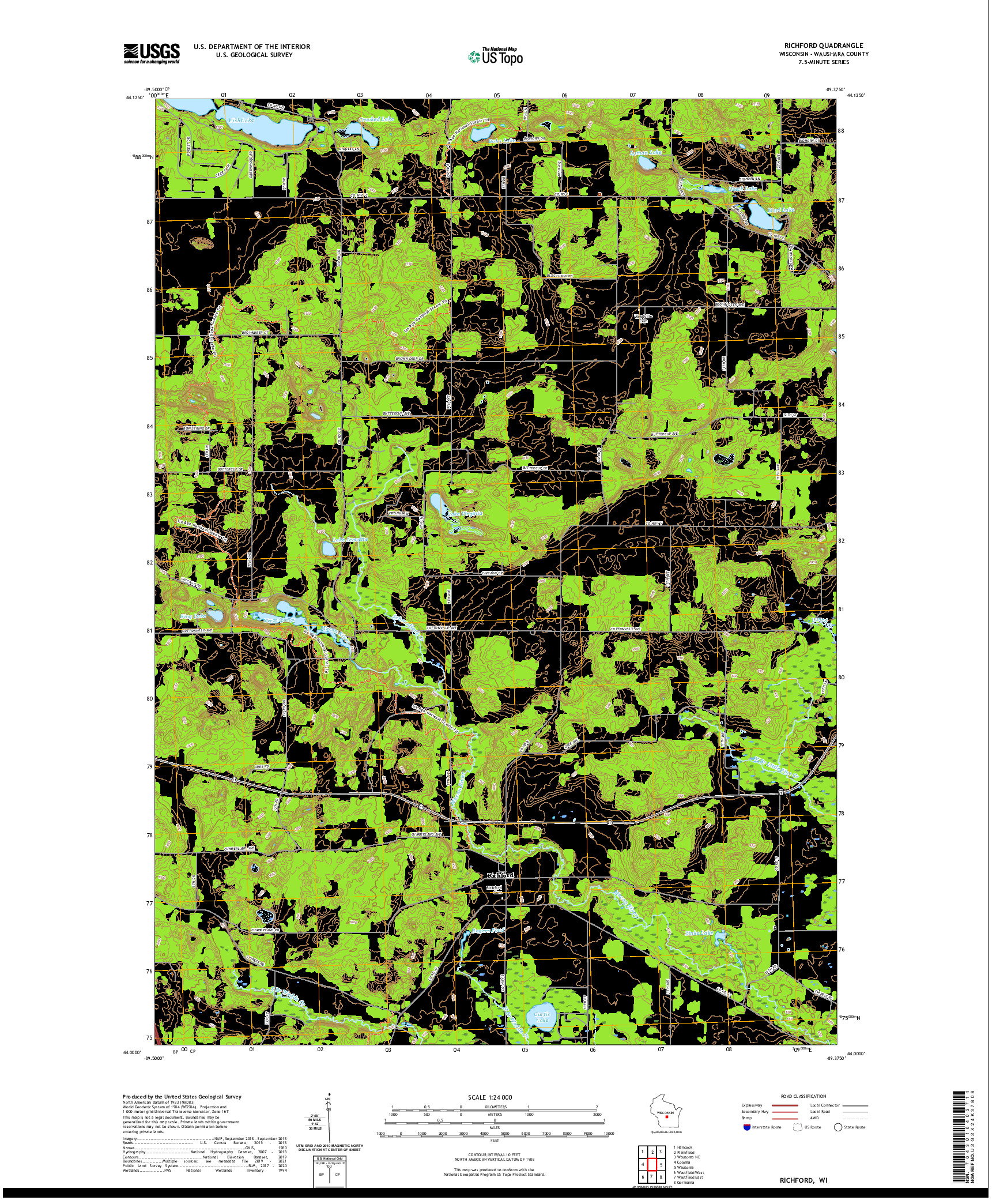 US TOPO 7.5-MINUTE MAP FOR RICHFORD, WI