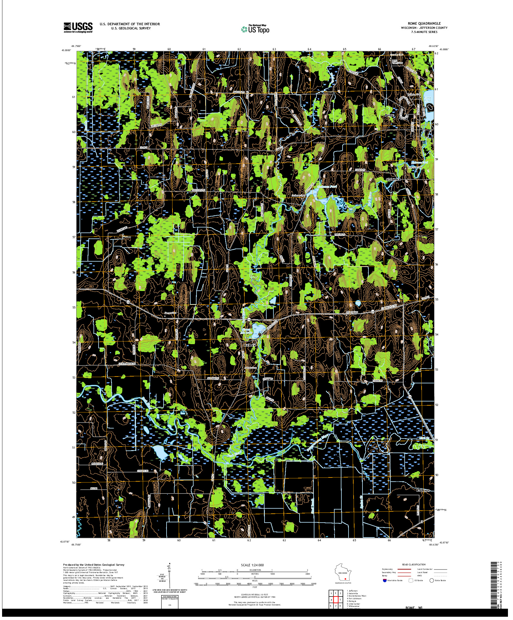 US TOPO 7.5-MINUTE MAP FOR ROME, WI