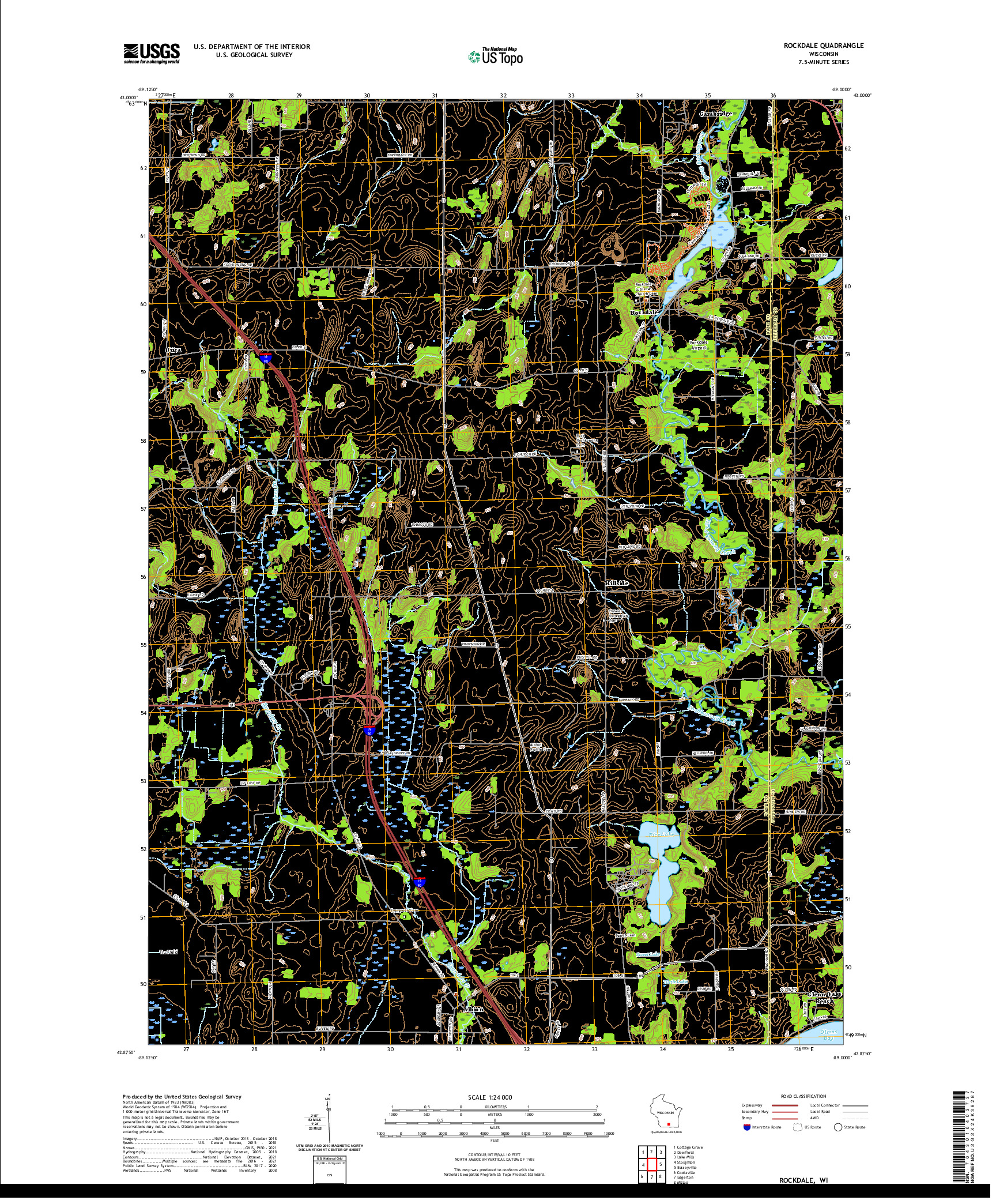 US TOPO 7.5-MINUTE MAP FOR ROCKDALE, WI