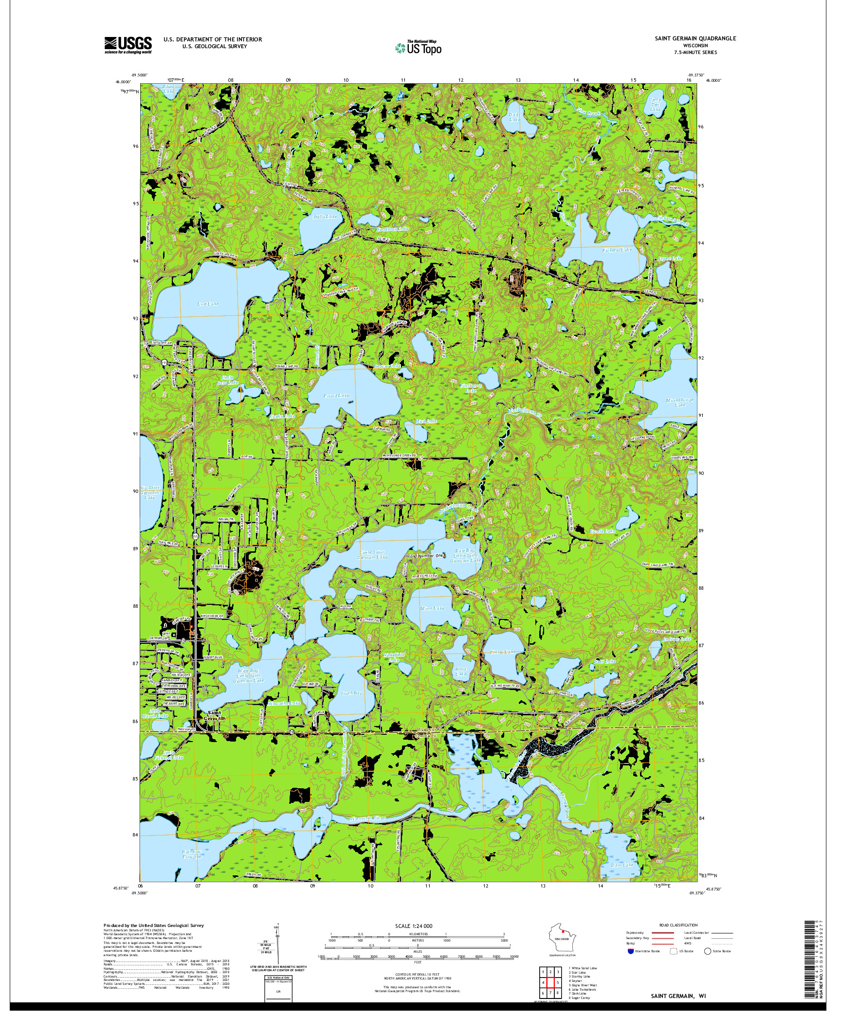US TOPO 7.5-MINUTE MAP FOR SAINT GERMAIN, WI
